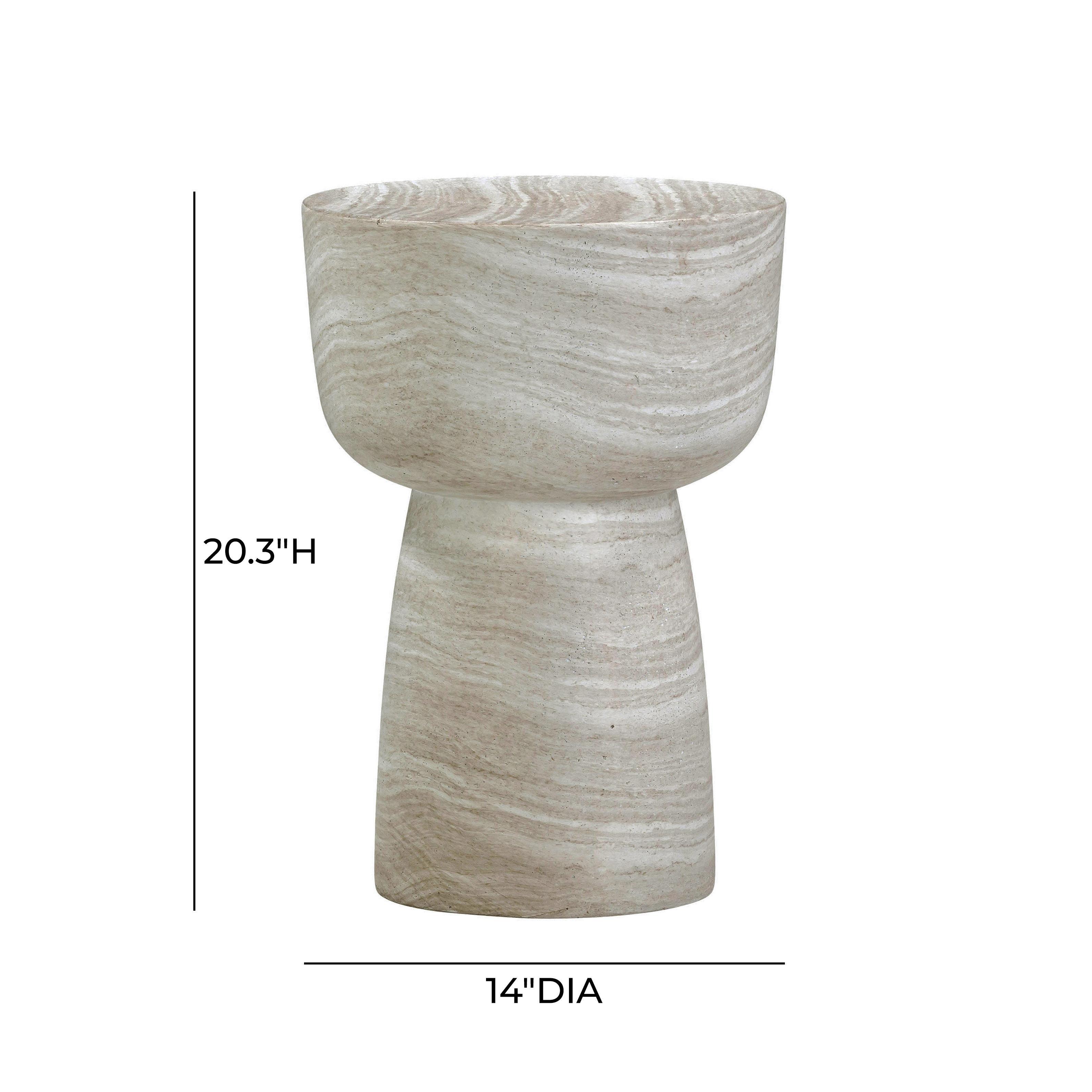 TOV Furniture Charra Side Table, Travertine, large