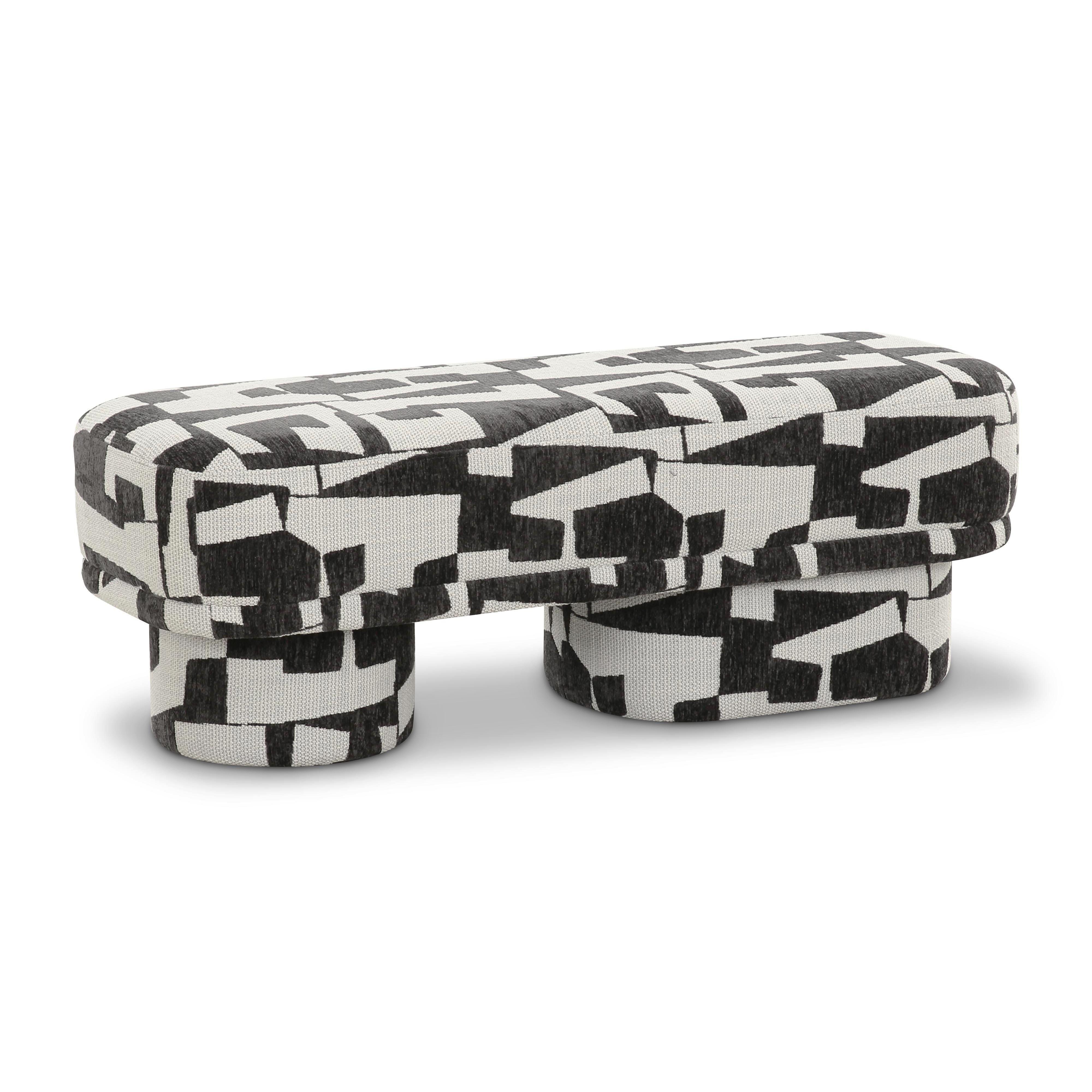 TOV Furniture Lena Bench, Black/White, large