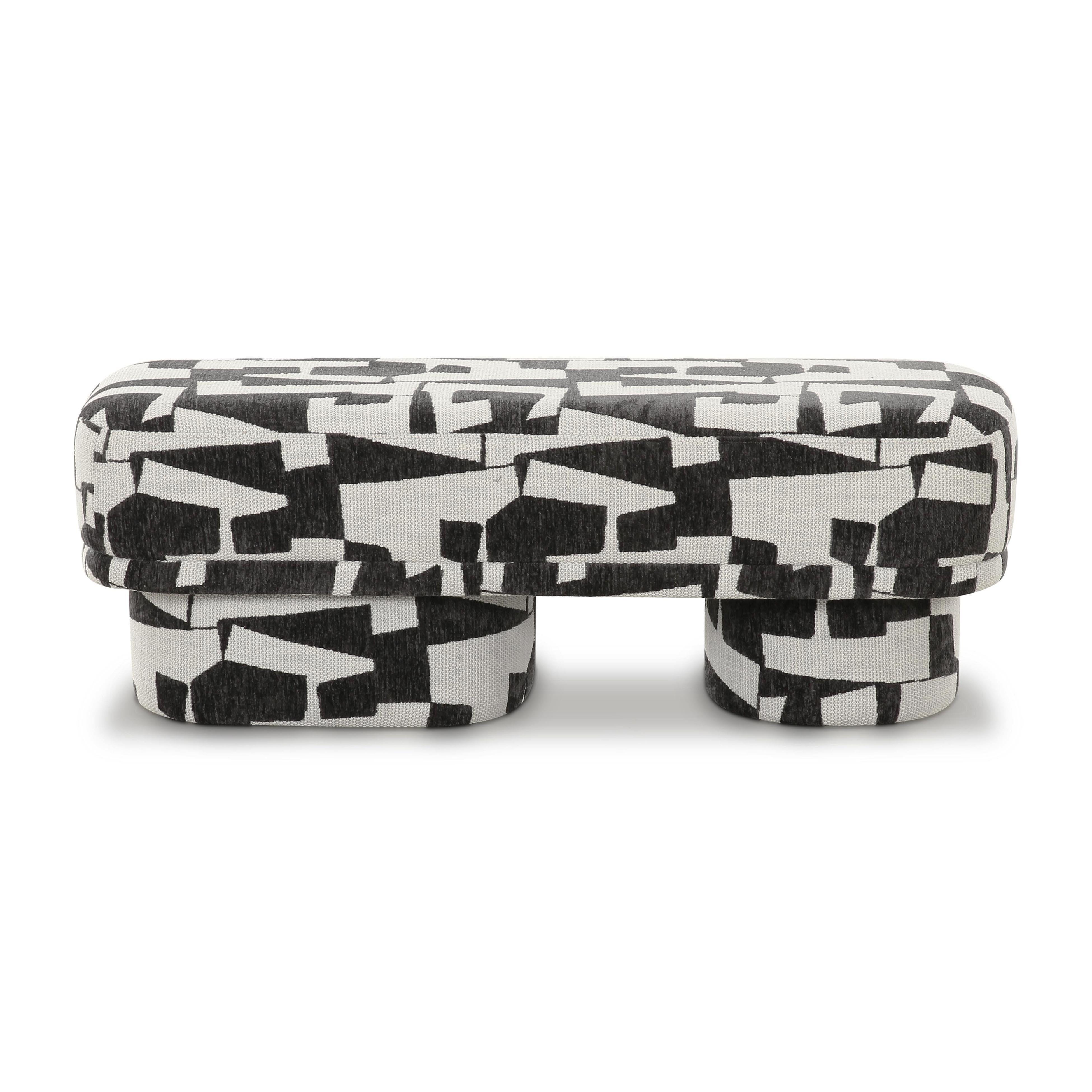 TOV Furniture Lena Bench, Black/White, large