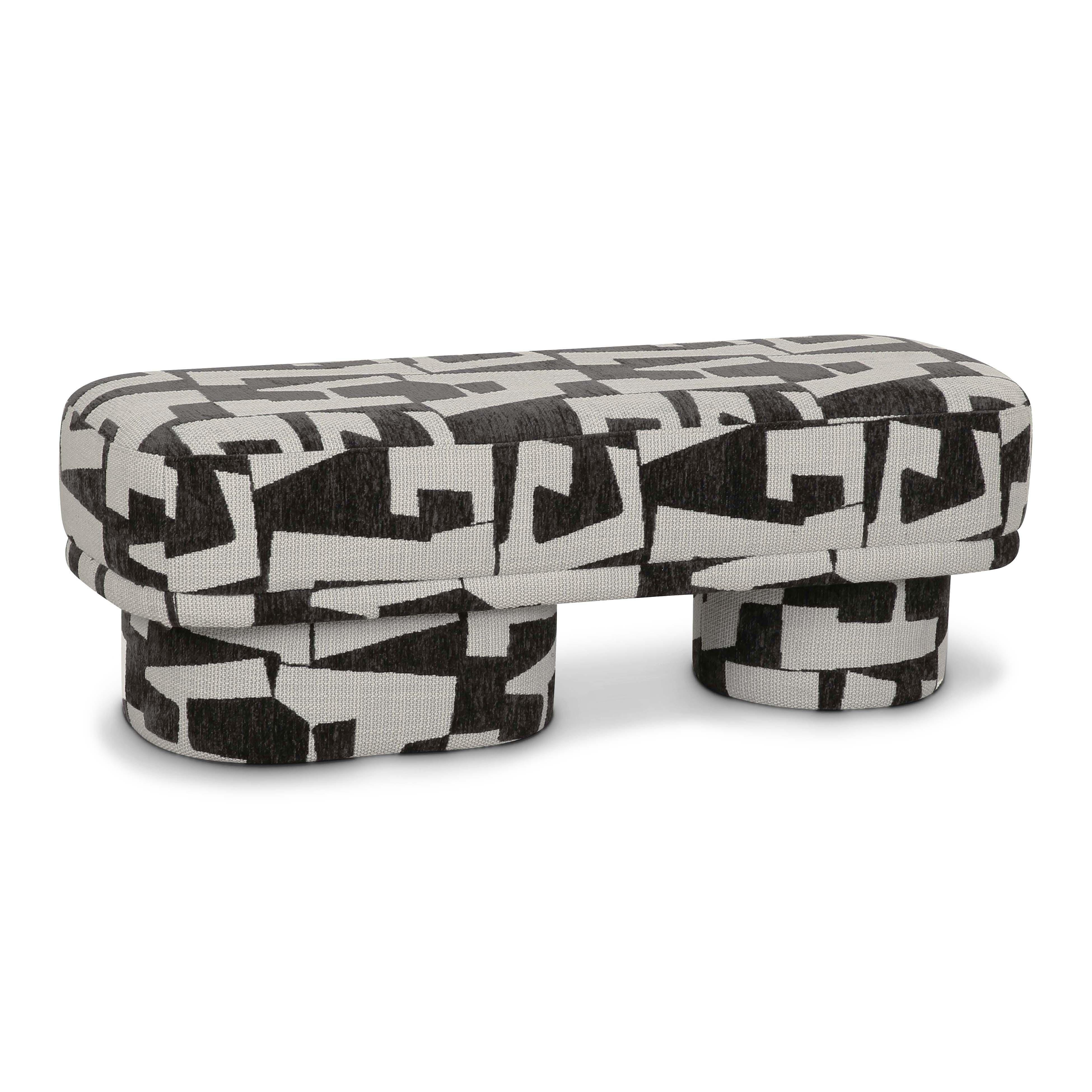 TOV Furniture Lena Bench, Black/White, large