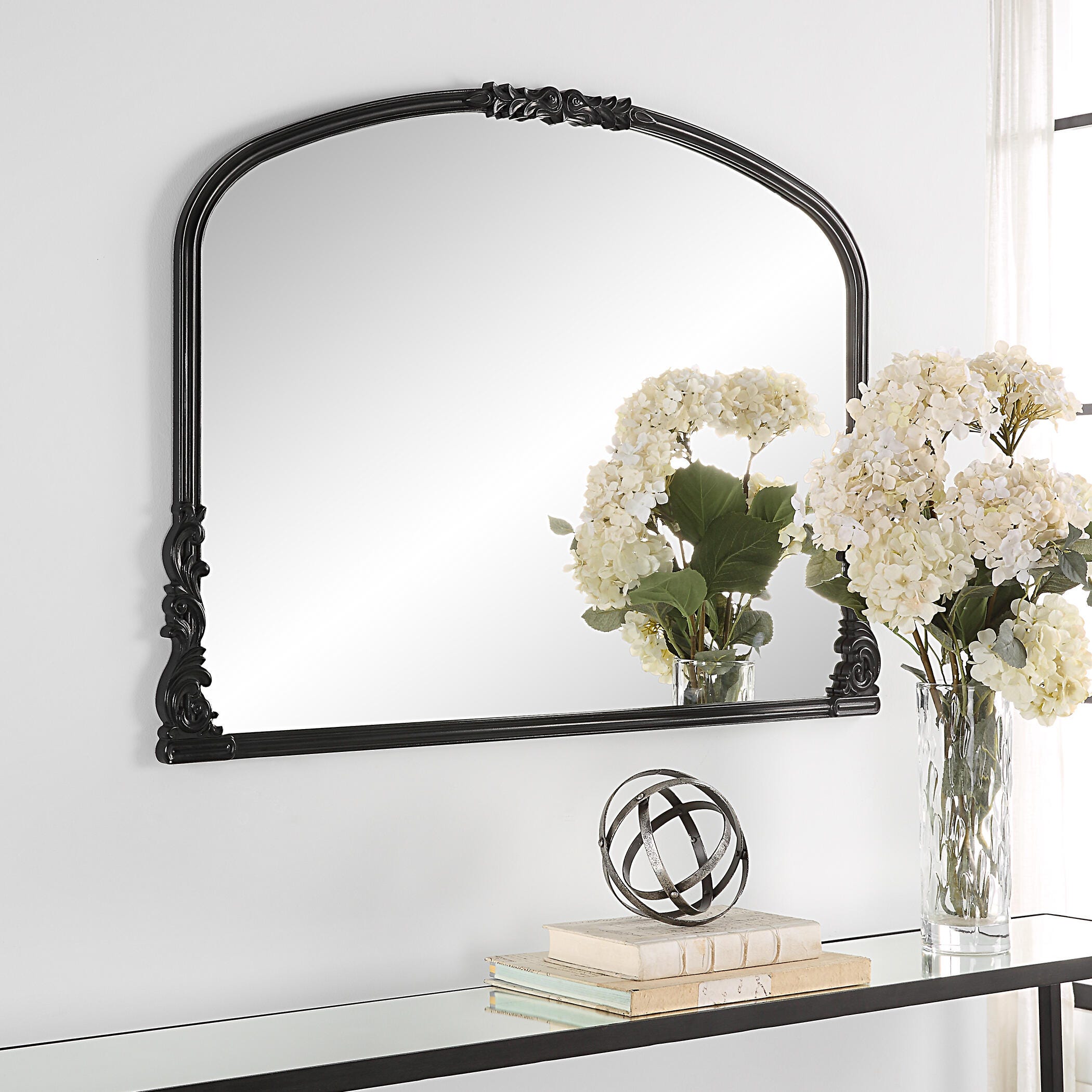 Exalted Living Baroque Wall Mirror, Black, large