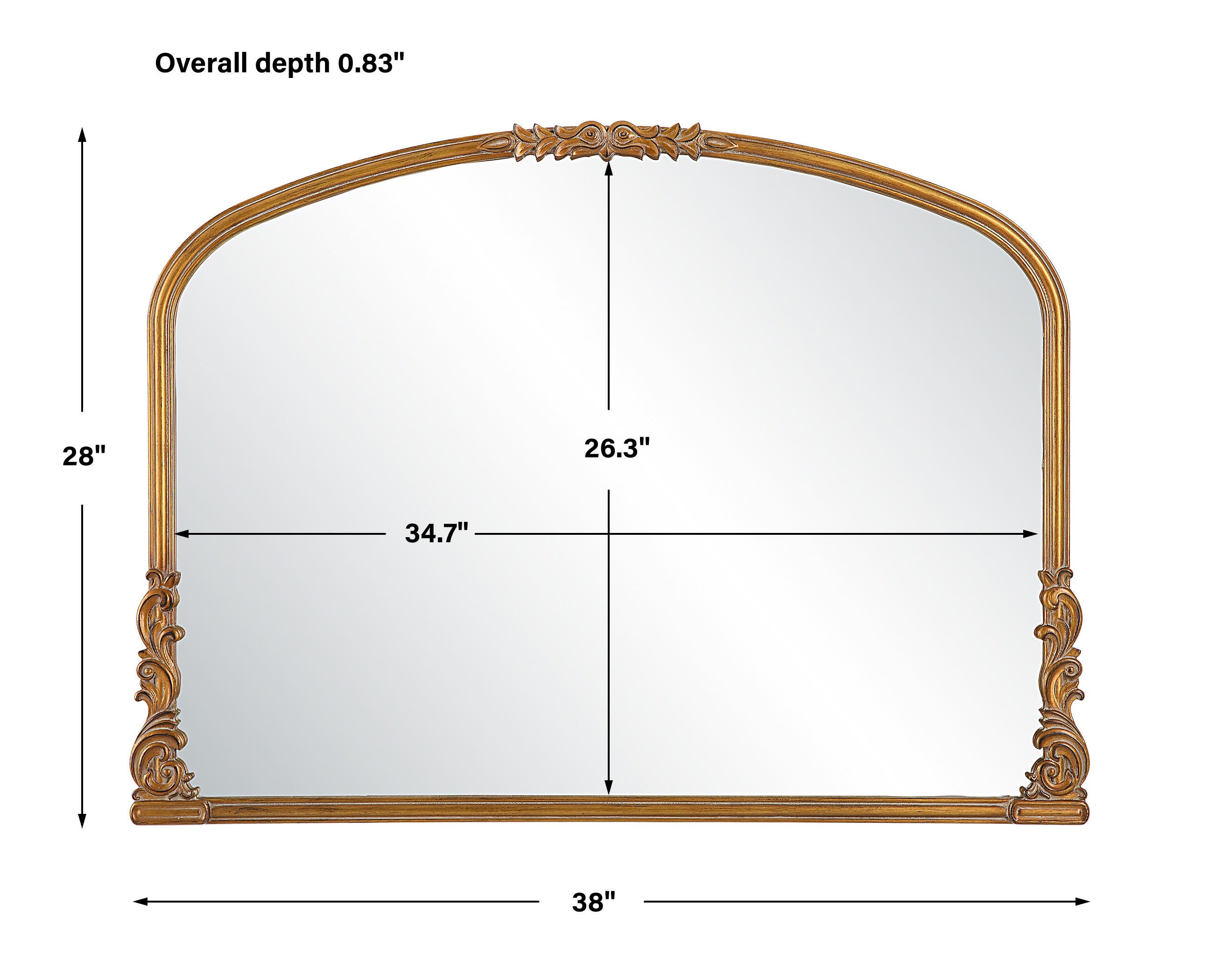 Exalted Living Baroque Wall Mirror, Gold, large