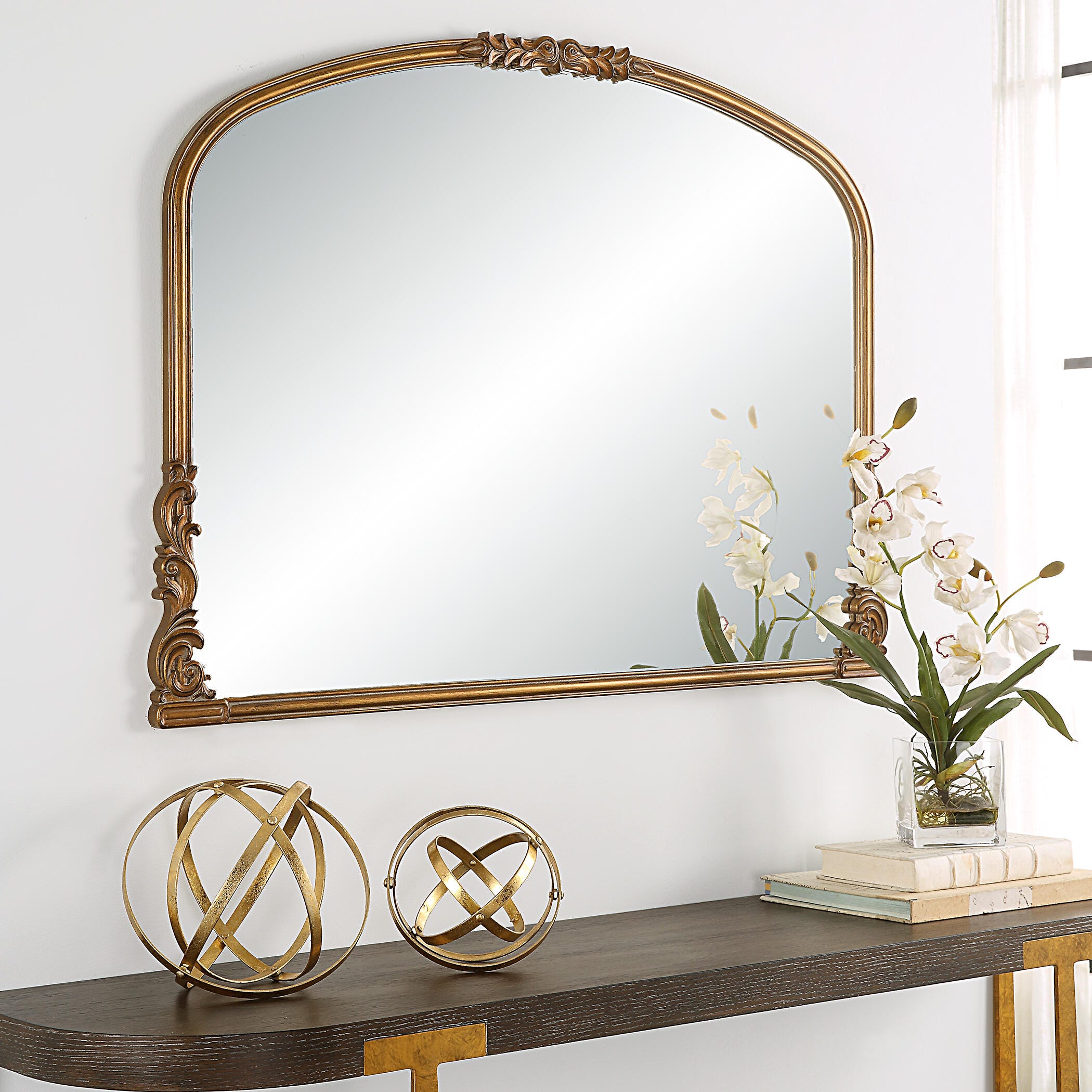 Exalted Living Baroque Wall Mirror, Gold, large