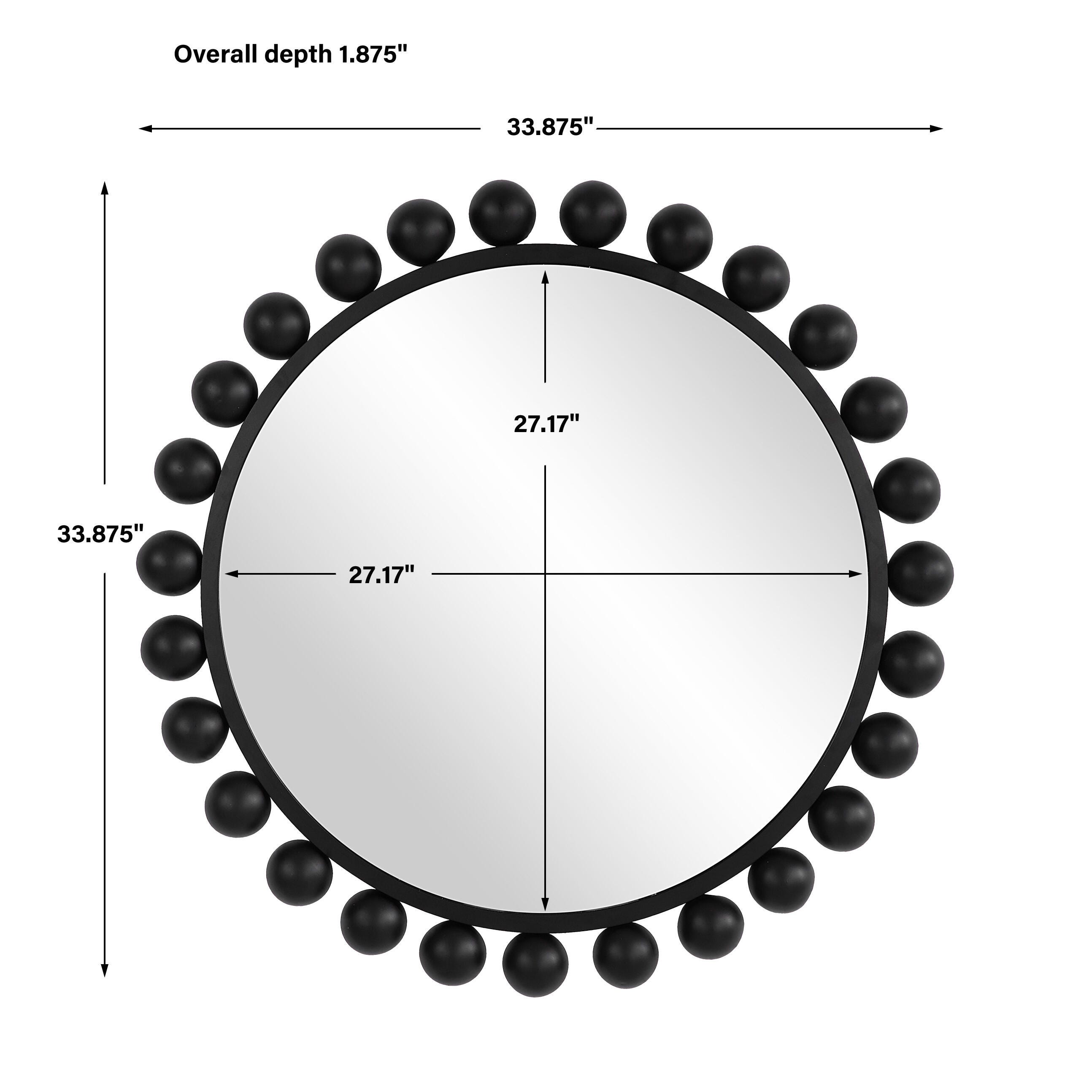 Exalted Living Hemispheres Round Mirror, Black, large