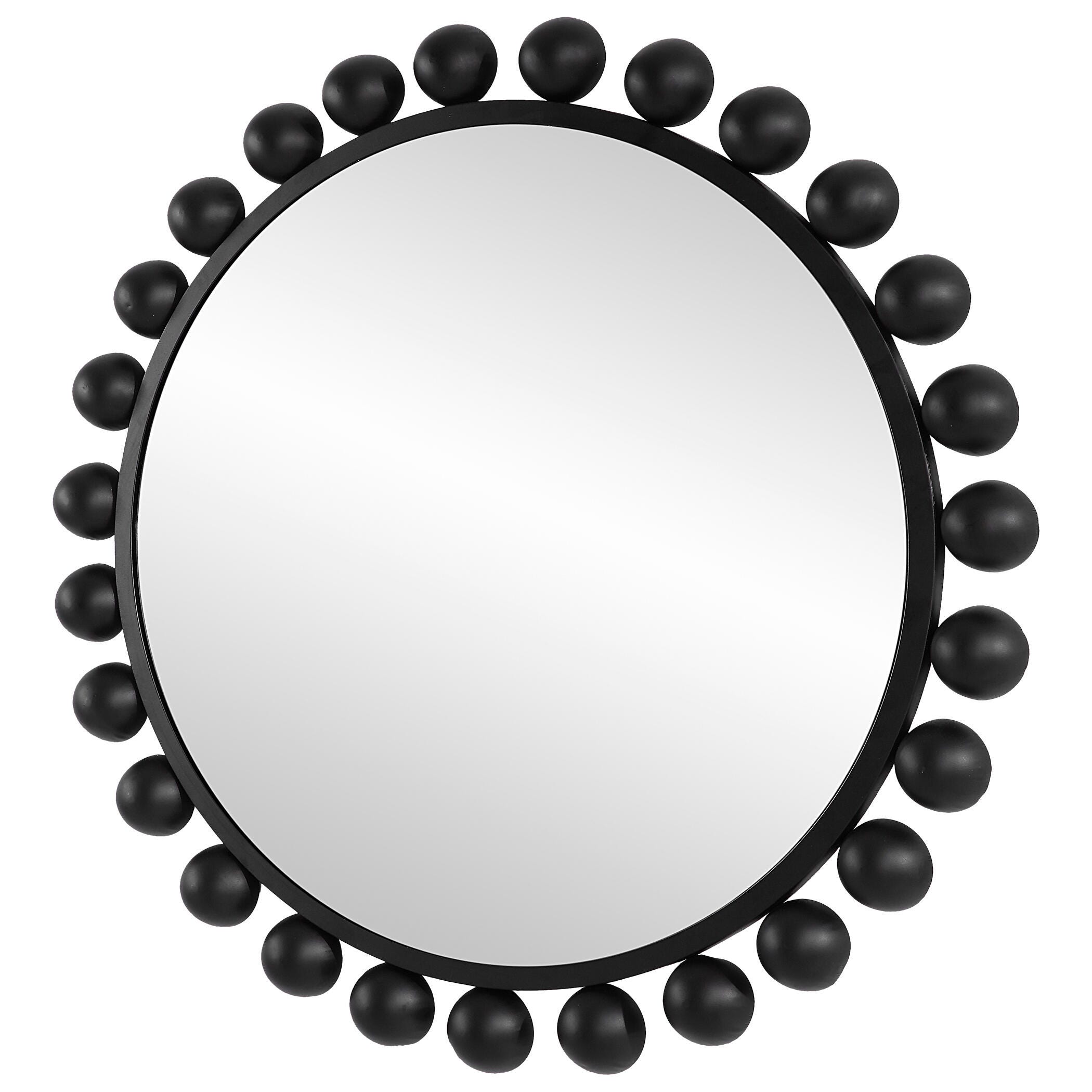 Exalted Living Hemispheres Round Mirror, Black, large