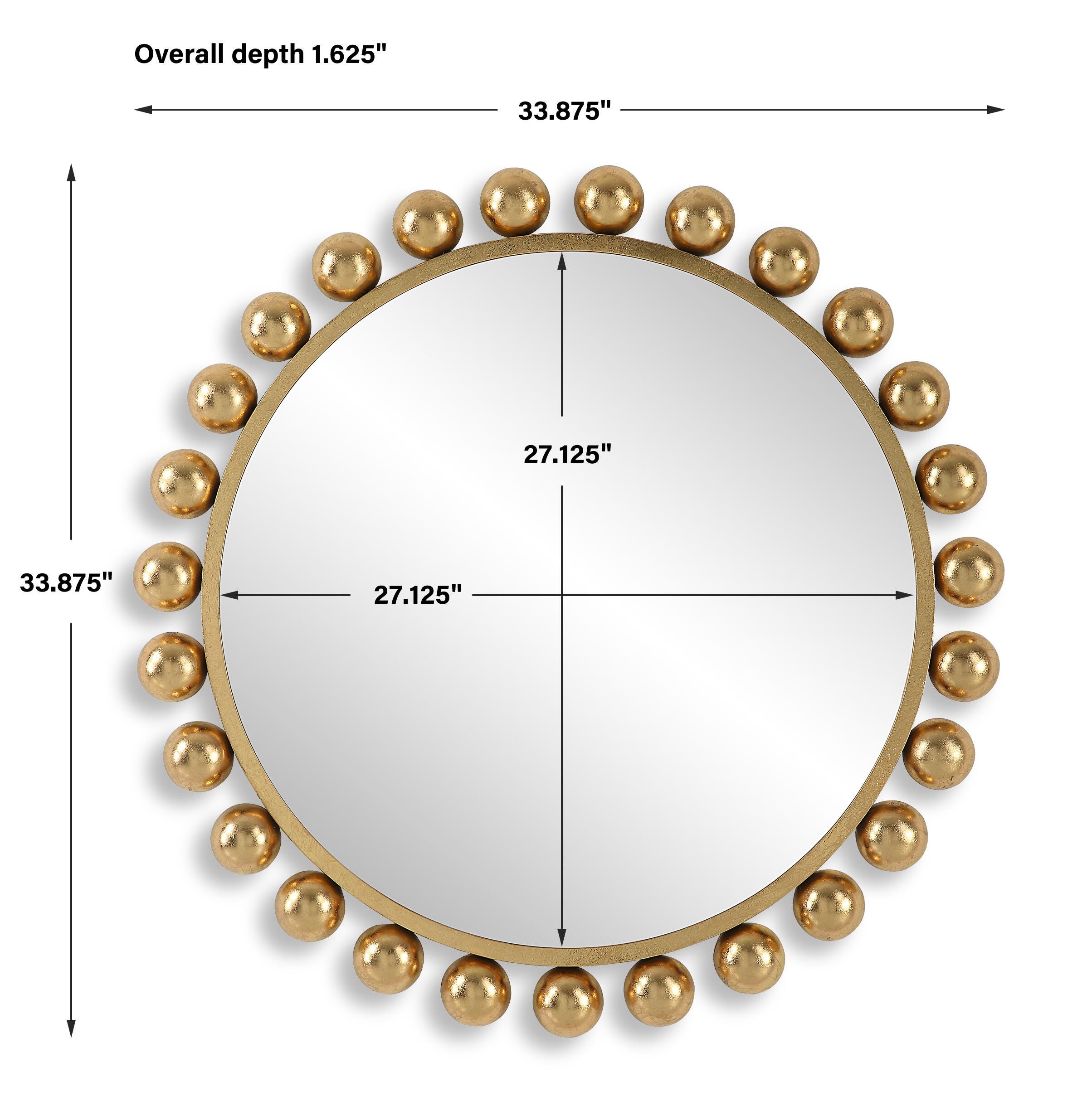 Exalted Living Hemispheres Round Mirror, Gold, large