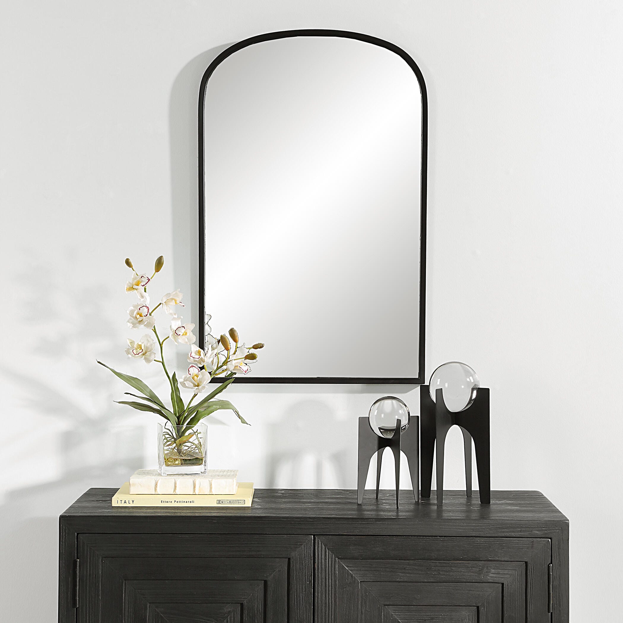 Exalted Living Radius Wall Mirror, Black, large