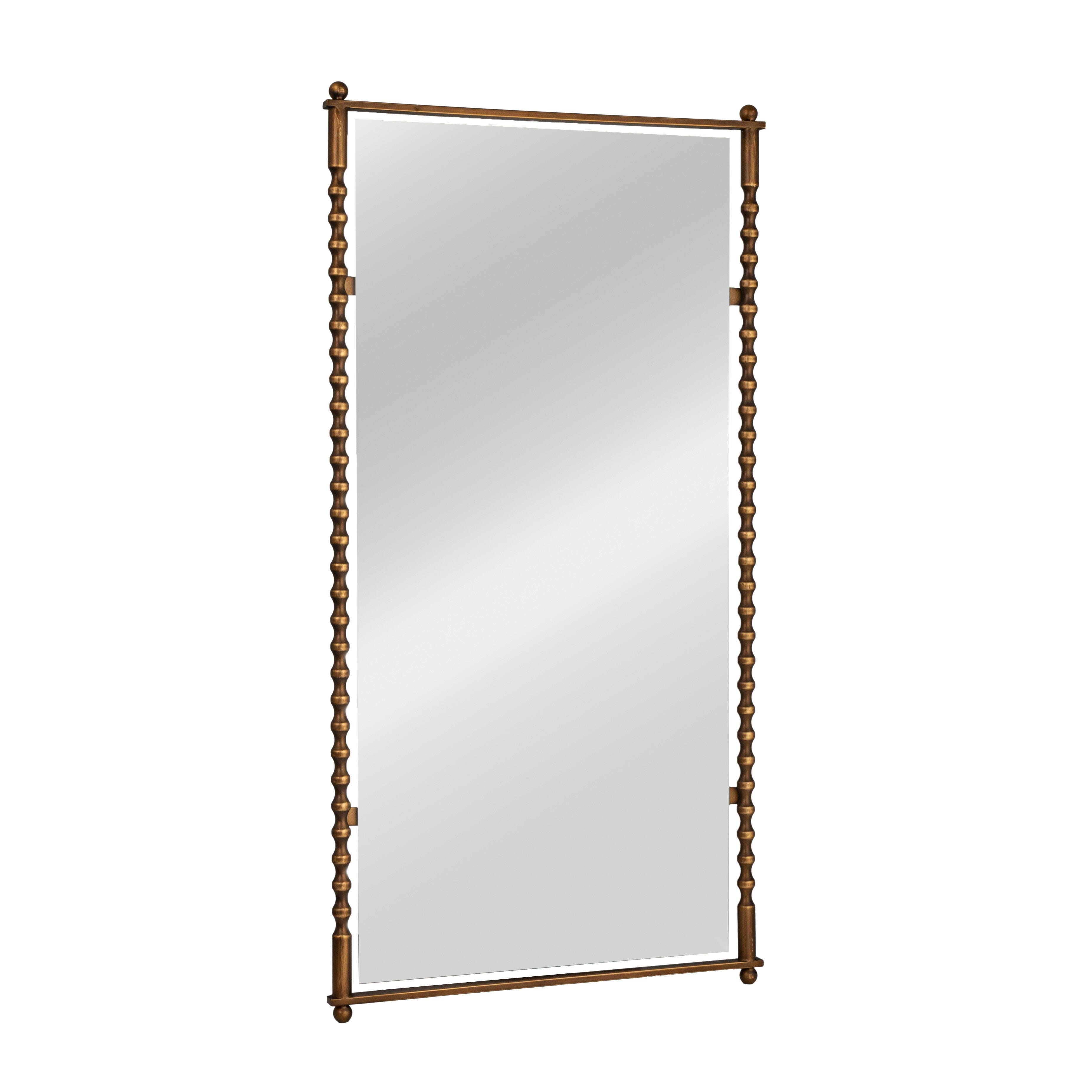 Storied Home Tall Wall Mirror, Antique Brass, large