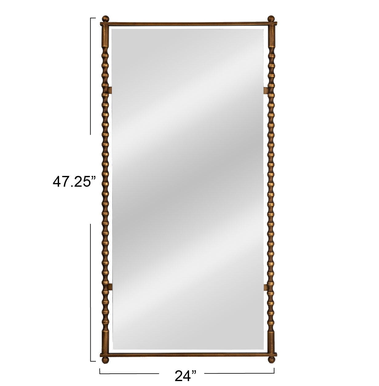 Storied Home Tall Wall Mirror, Antique Brass, large