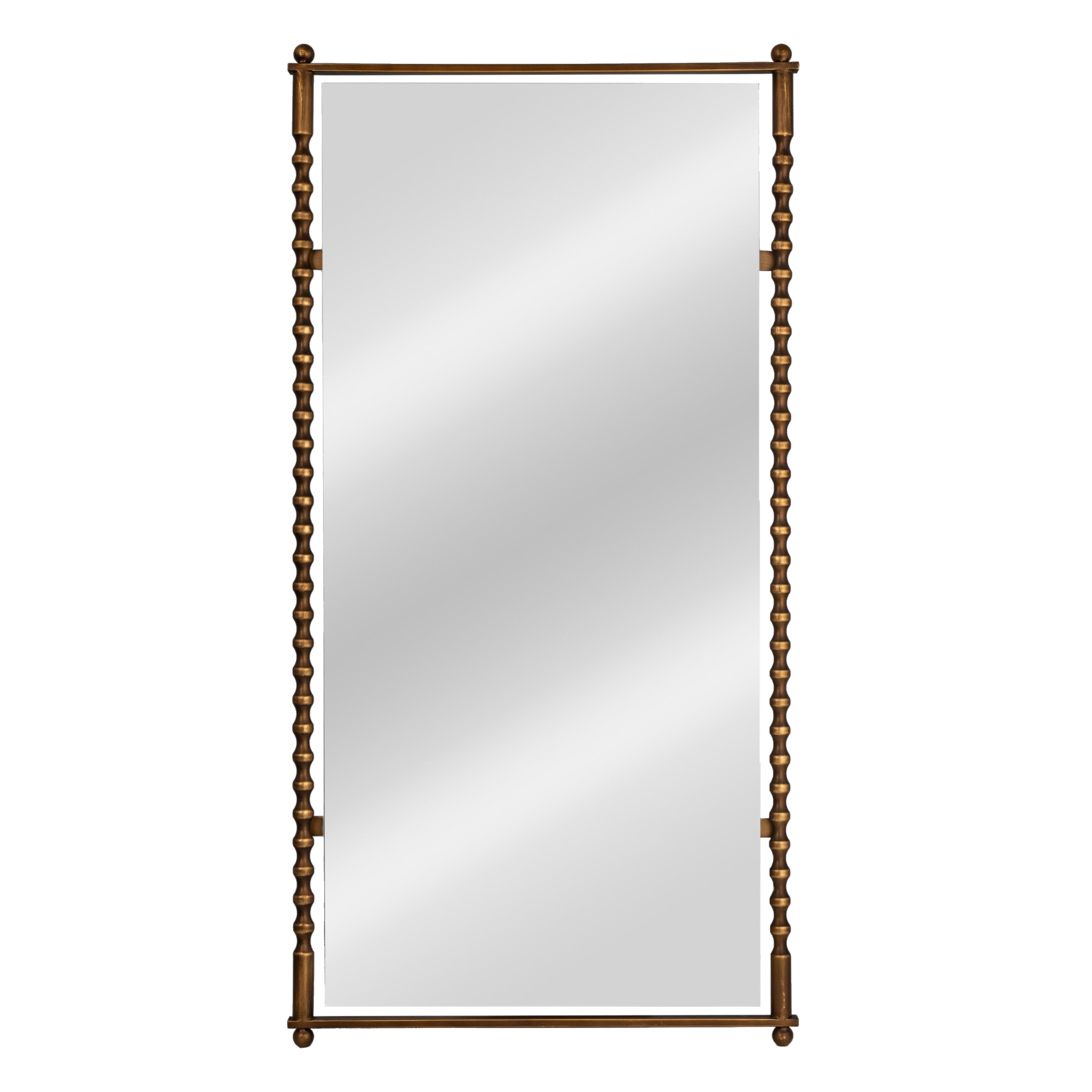 Storied Home Tall Wall Mirror, Antique Brass, large