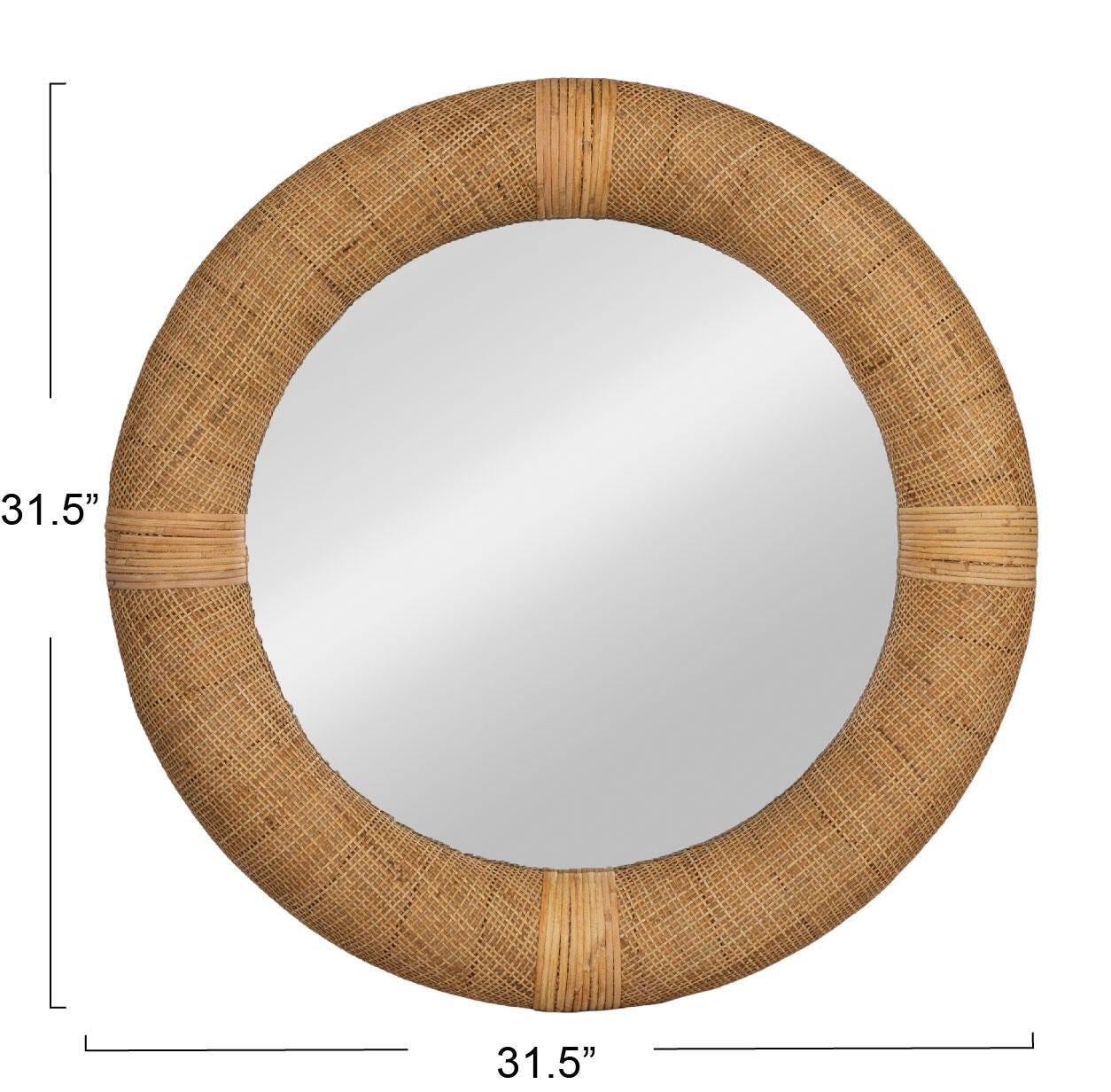 Storied Home Rattan Cane Round Wall Mirror, , large