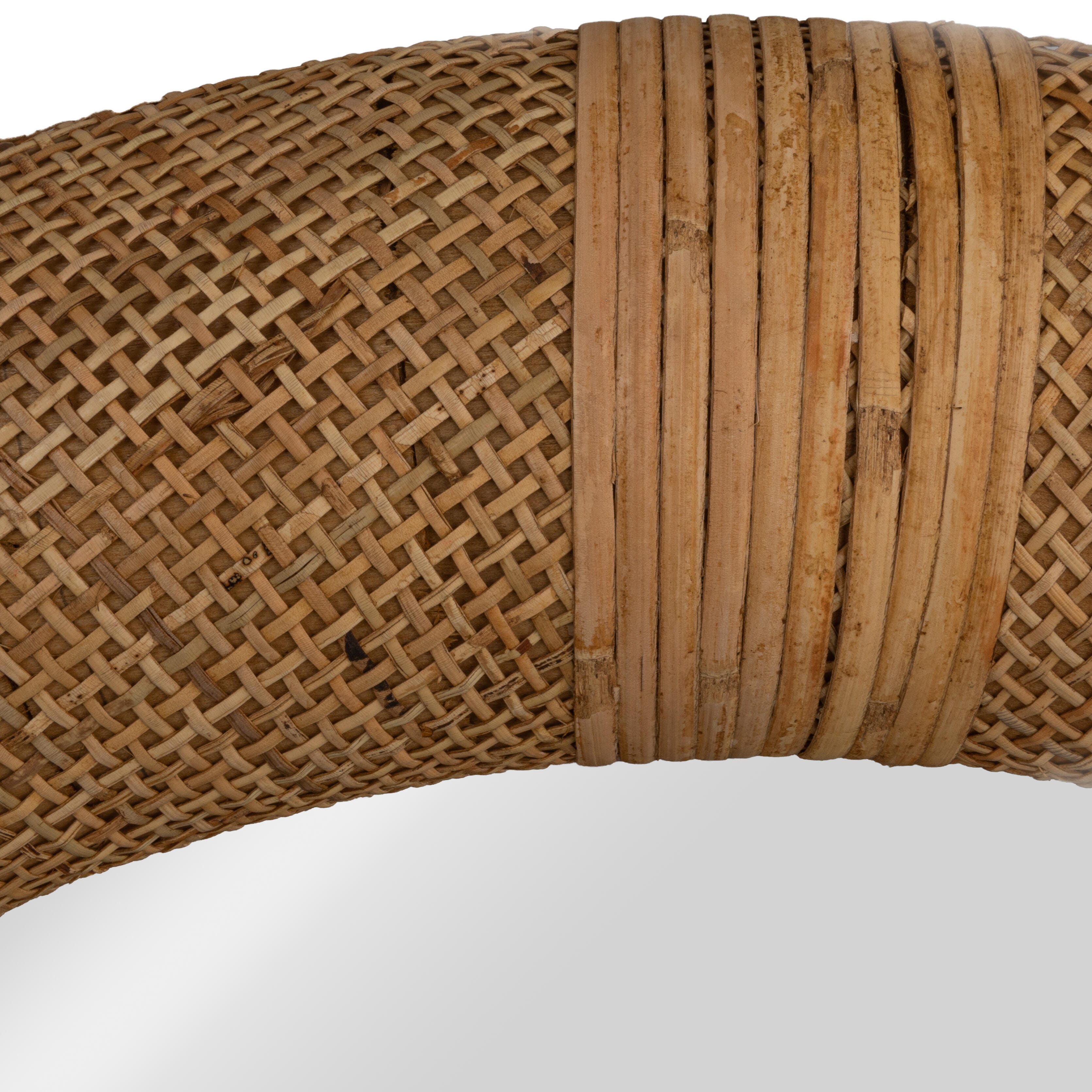 Storied Home Rattan Cane Round Wall Mirror, , large