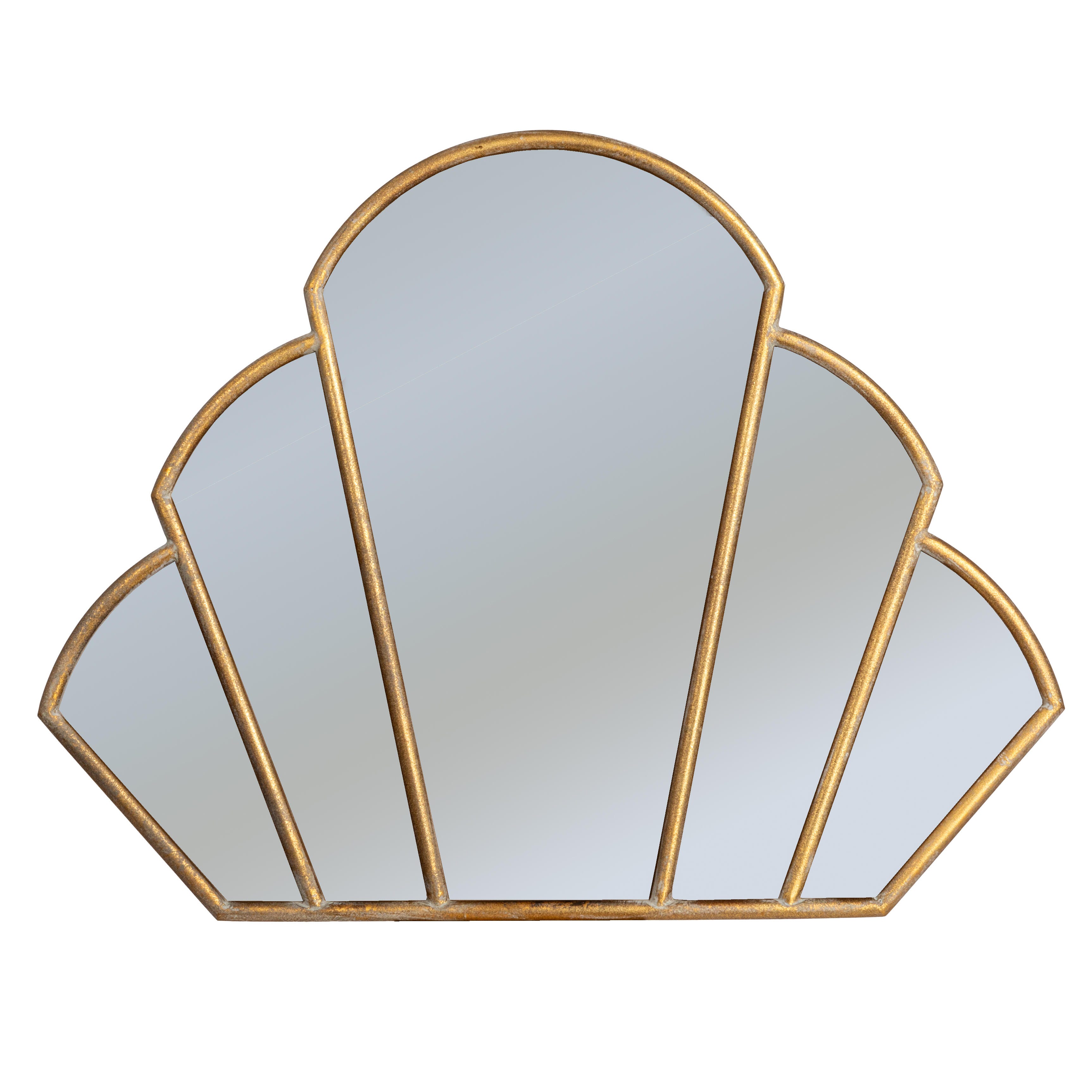 Storied Home Scallop Shaped Wall Mirror, Antique Gold, large