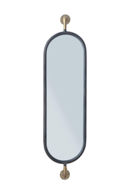 Storied Home Oval Framed Wall Mirror with Brackets, Black/Gold