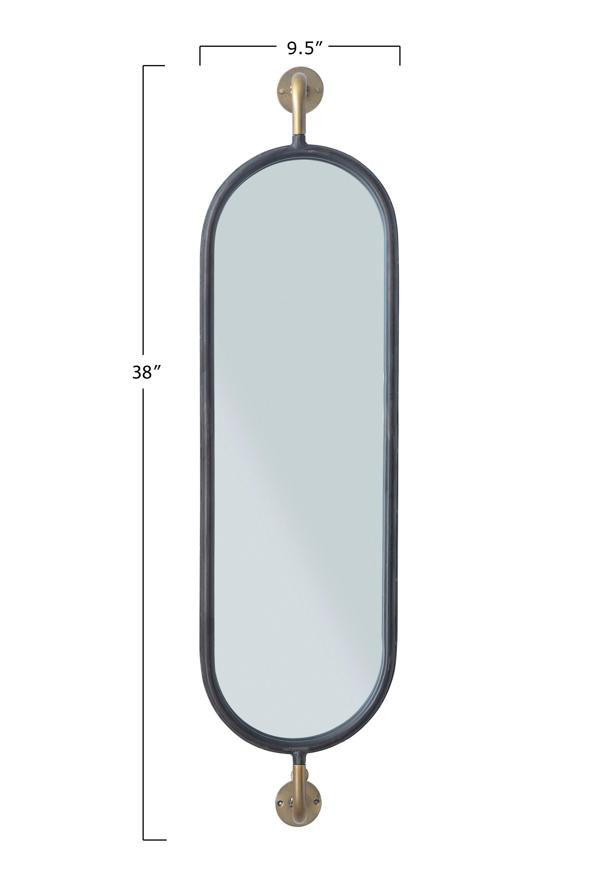 Storied Home Oval Framed Wall Mirror with Brackets, , large