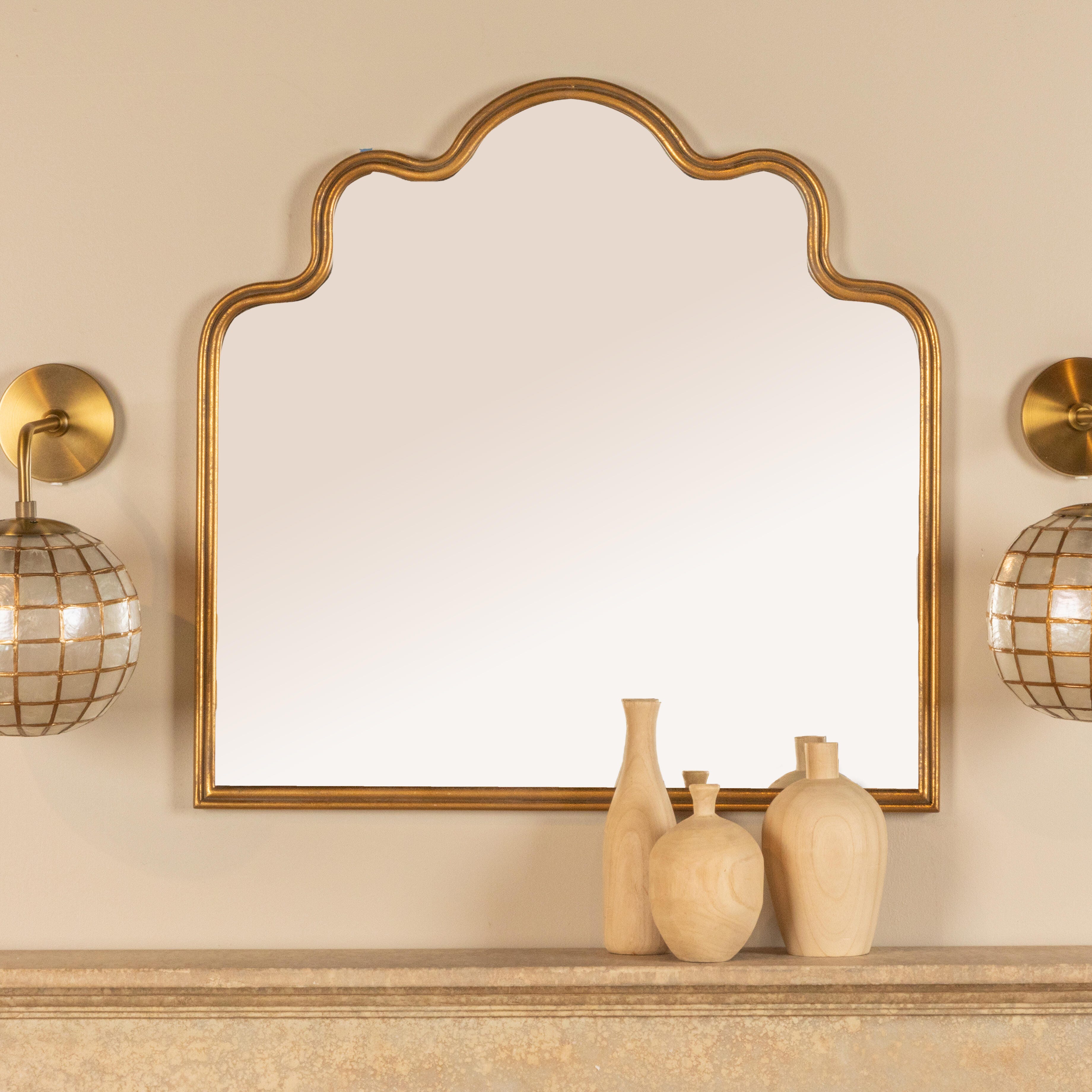 Storied Home Wavy Scalloped Arched Wall Mirror, , large