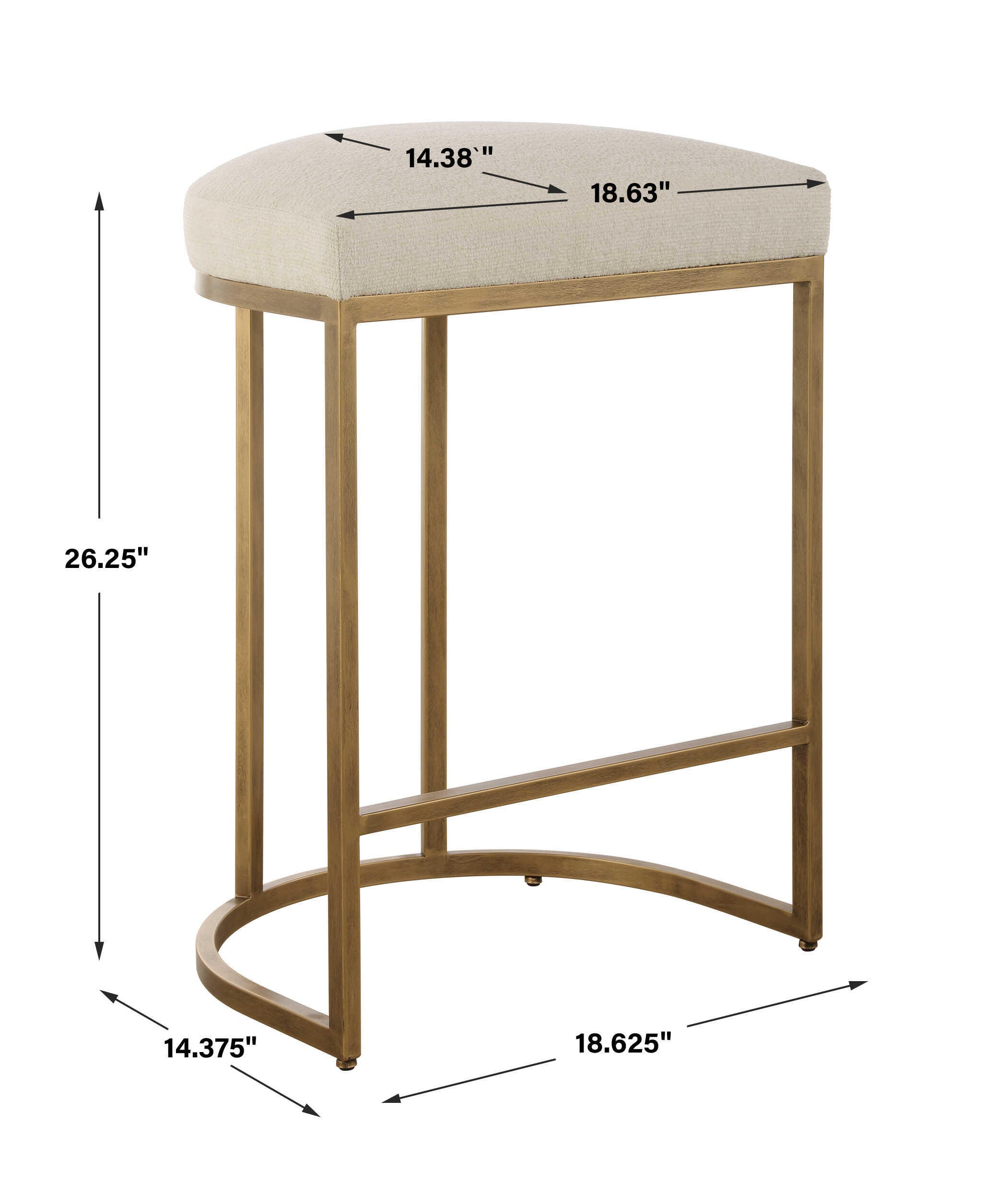 Exalted Living Counter Height Bar Stool, White, large