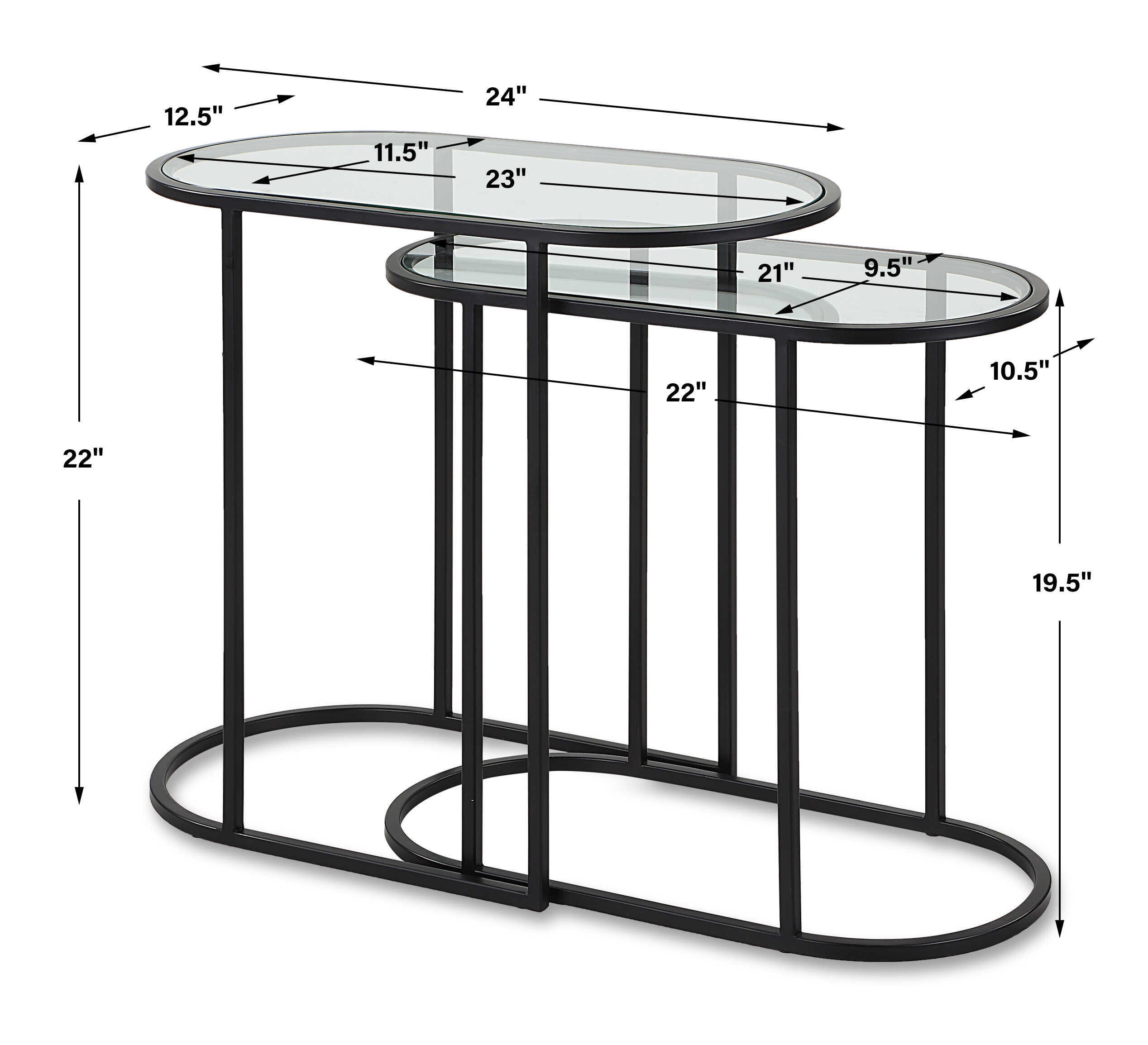 Exalted Living Nesting Accent Table, Black, large