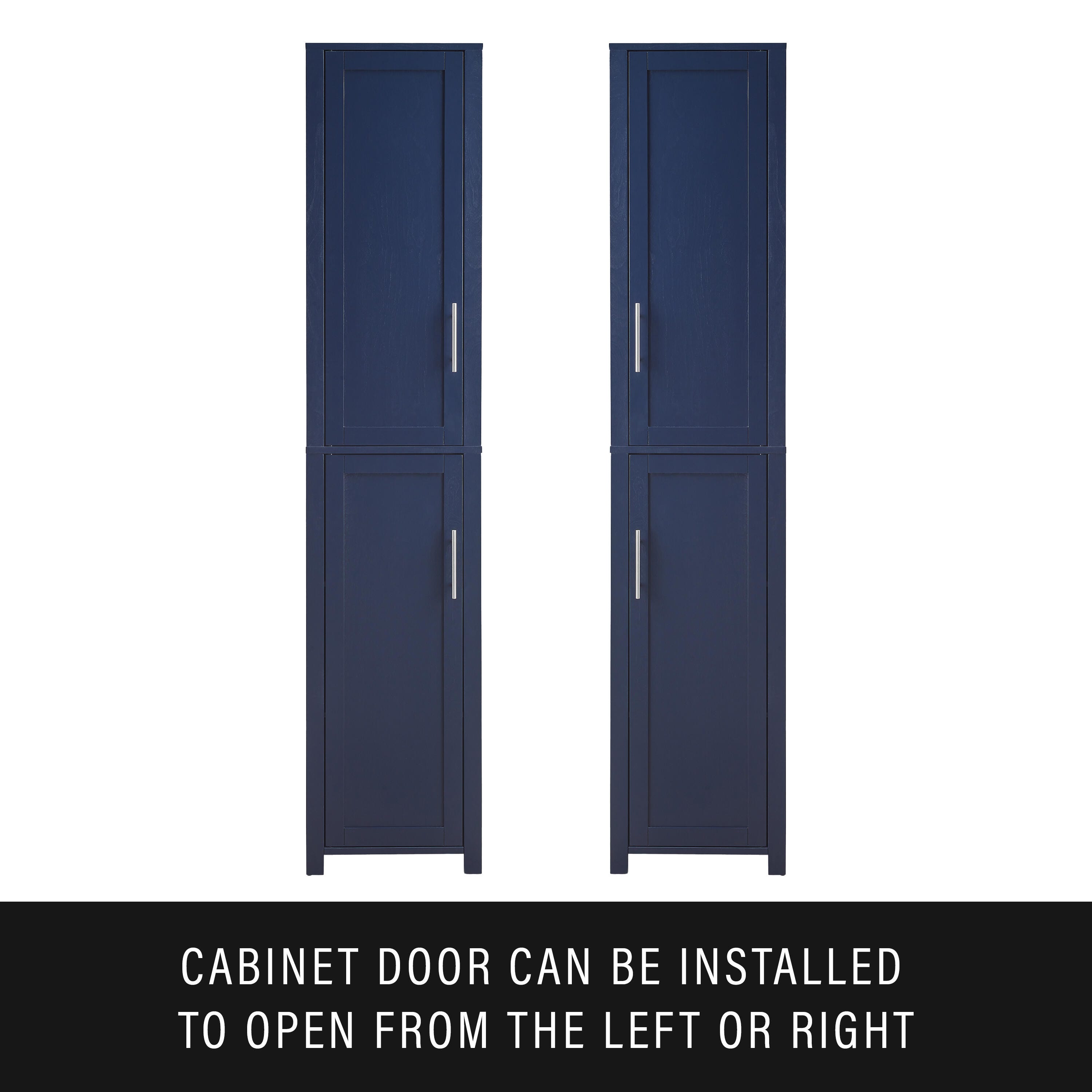 Crosley Furniture Savannah Linen Storage Cabinet, Navy Blue, large