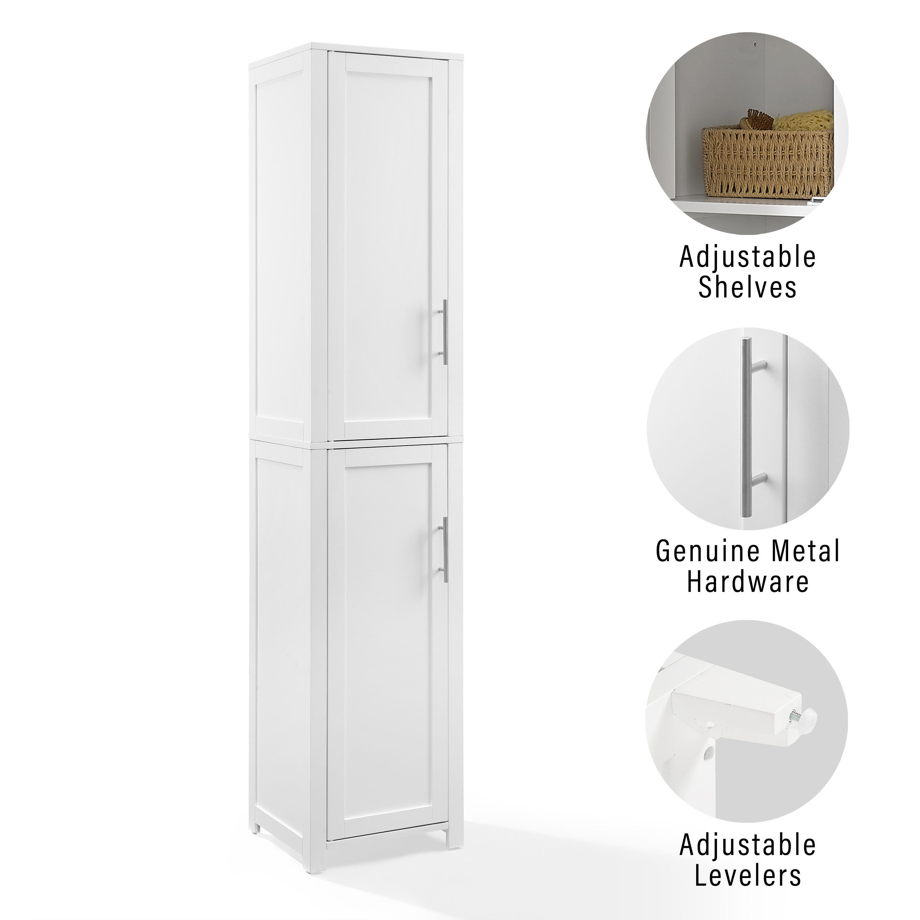 Crosley Furniture Savannah Linen Storage Cabinet, White, large