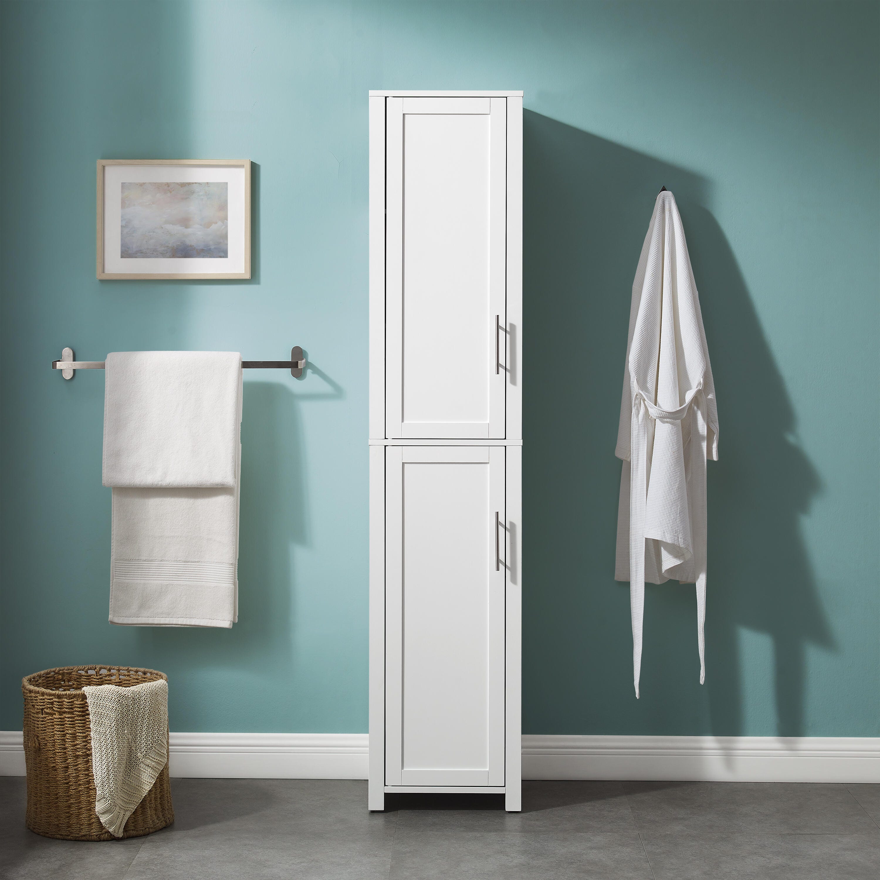 Crosley Furniture Savannah Linen Storage Cabinet, White, large