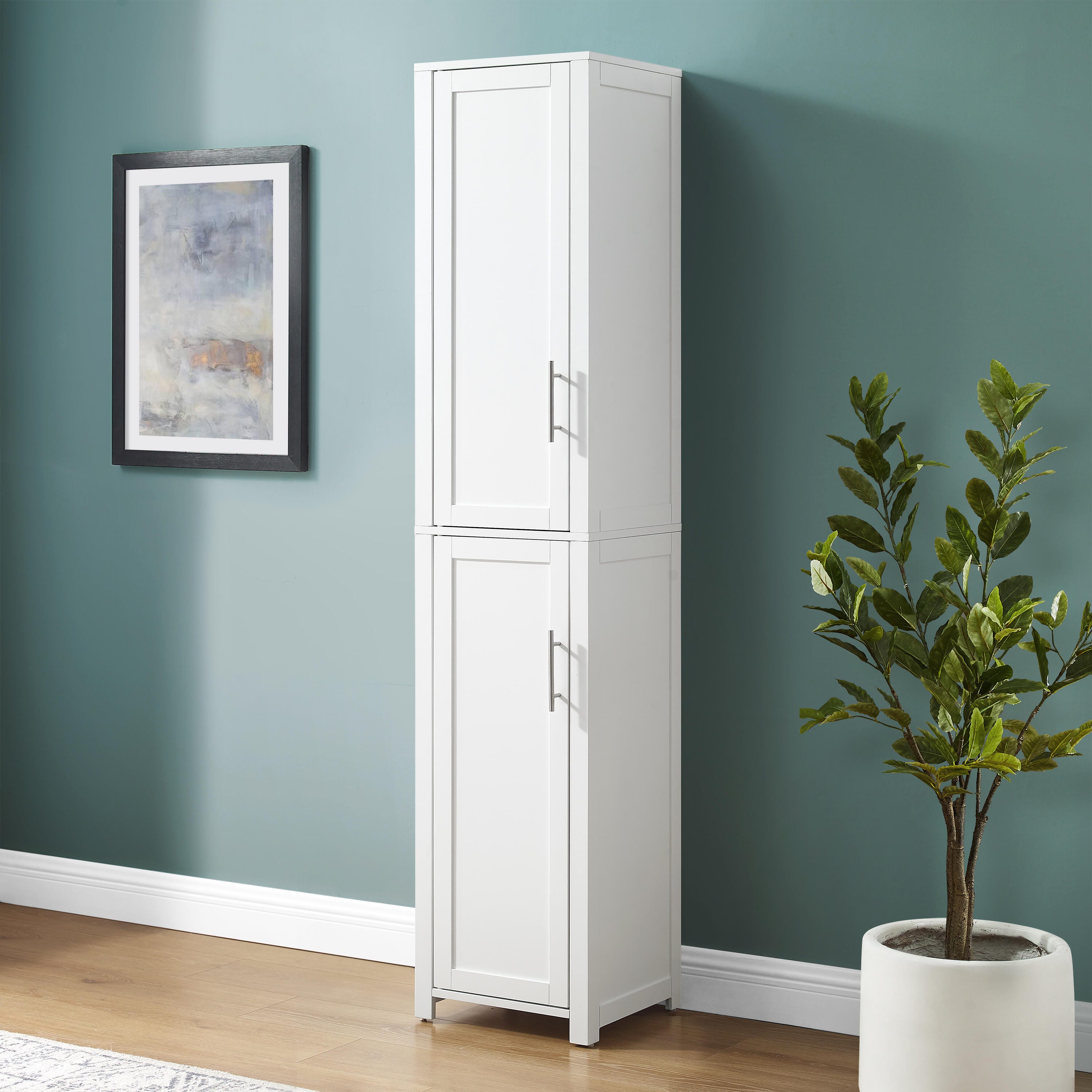 Crosley Furniture Savannah Linen Storage Cabinet, White, large