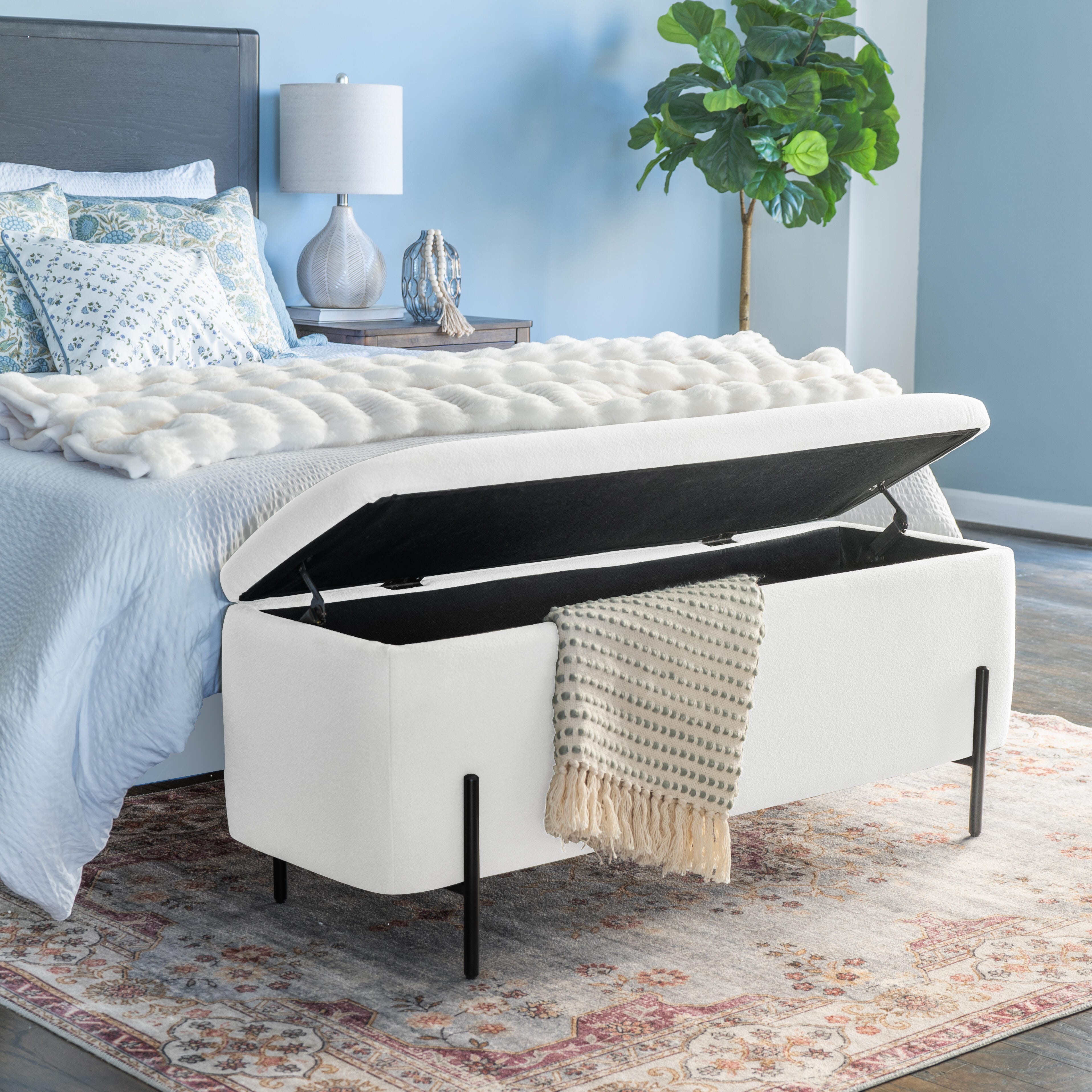 Linon Gia Storage Bench, Cream, large