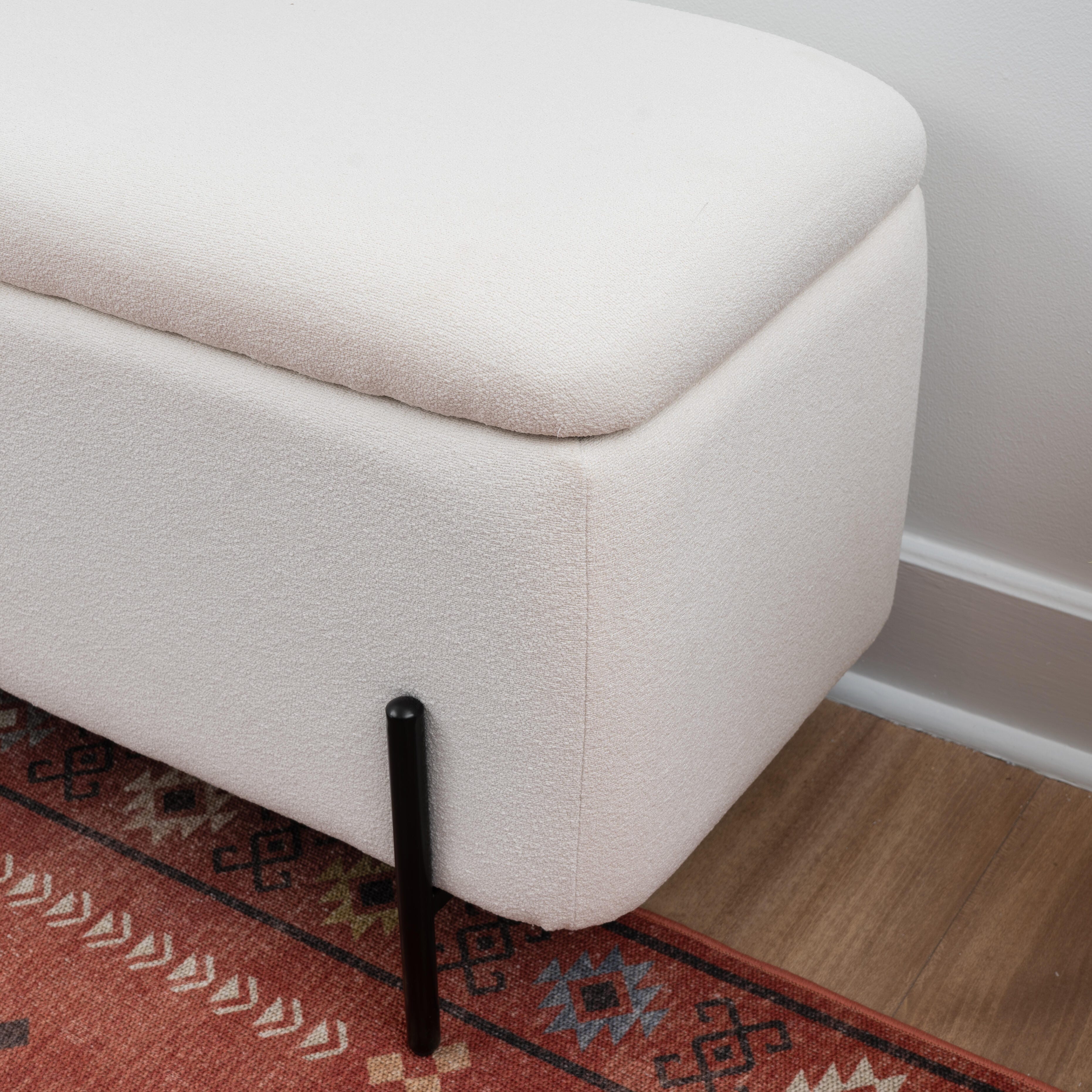 Linon Gia Storage Bench, Cream, large