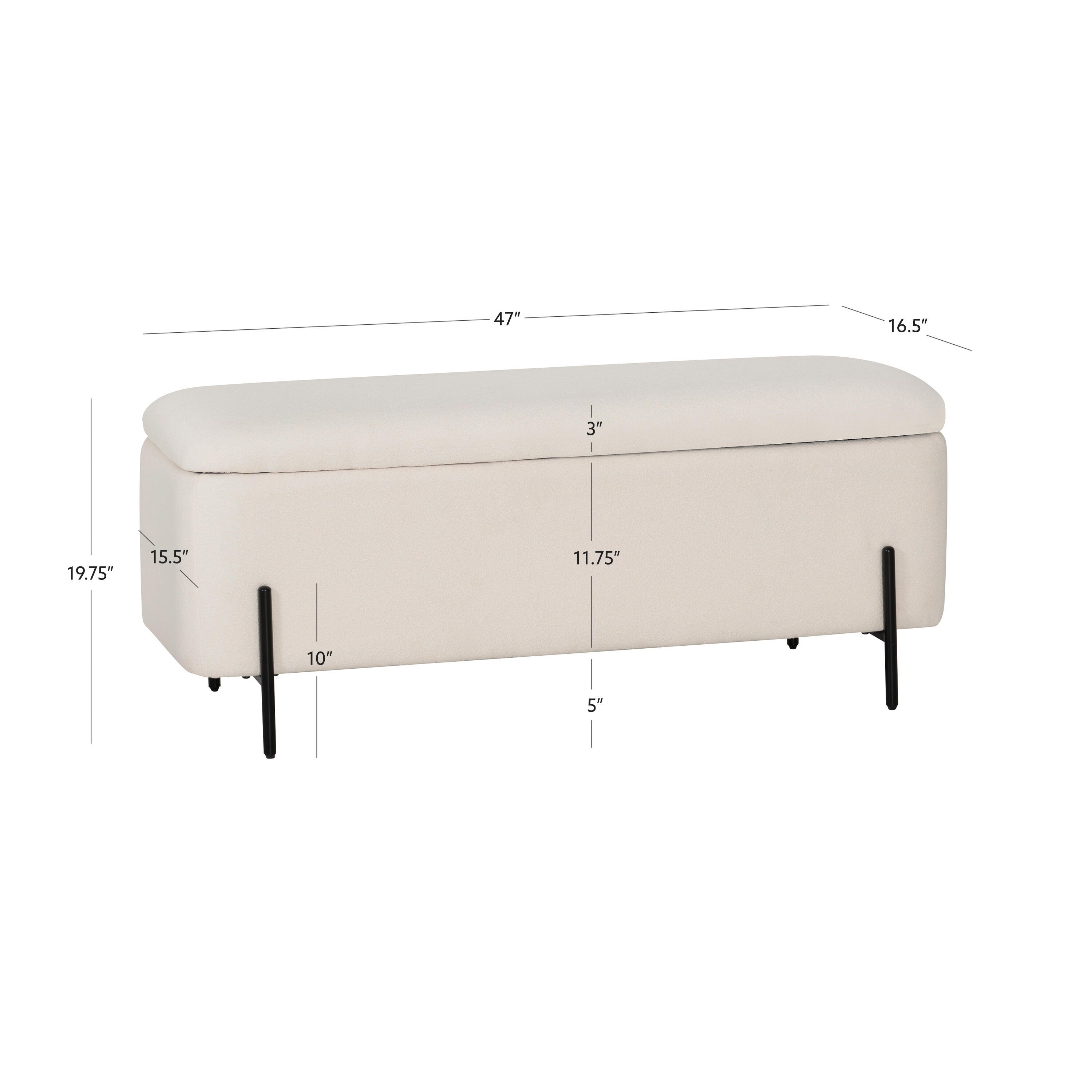 Linon Gia Storage Bench, Cream, large
