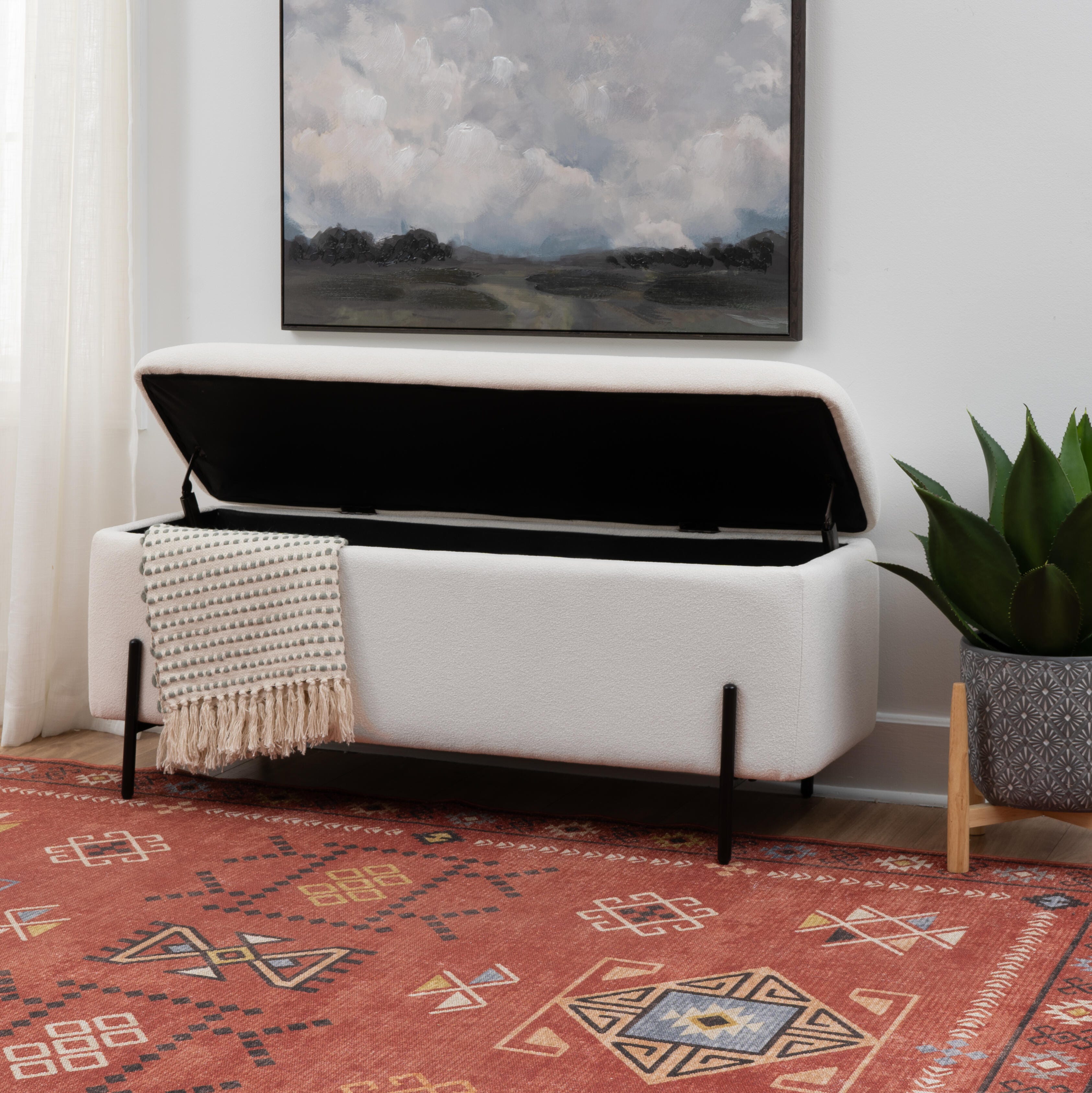 Linon Gia Storage Bench, Cream, large