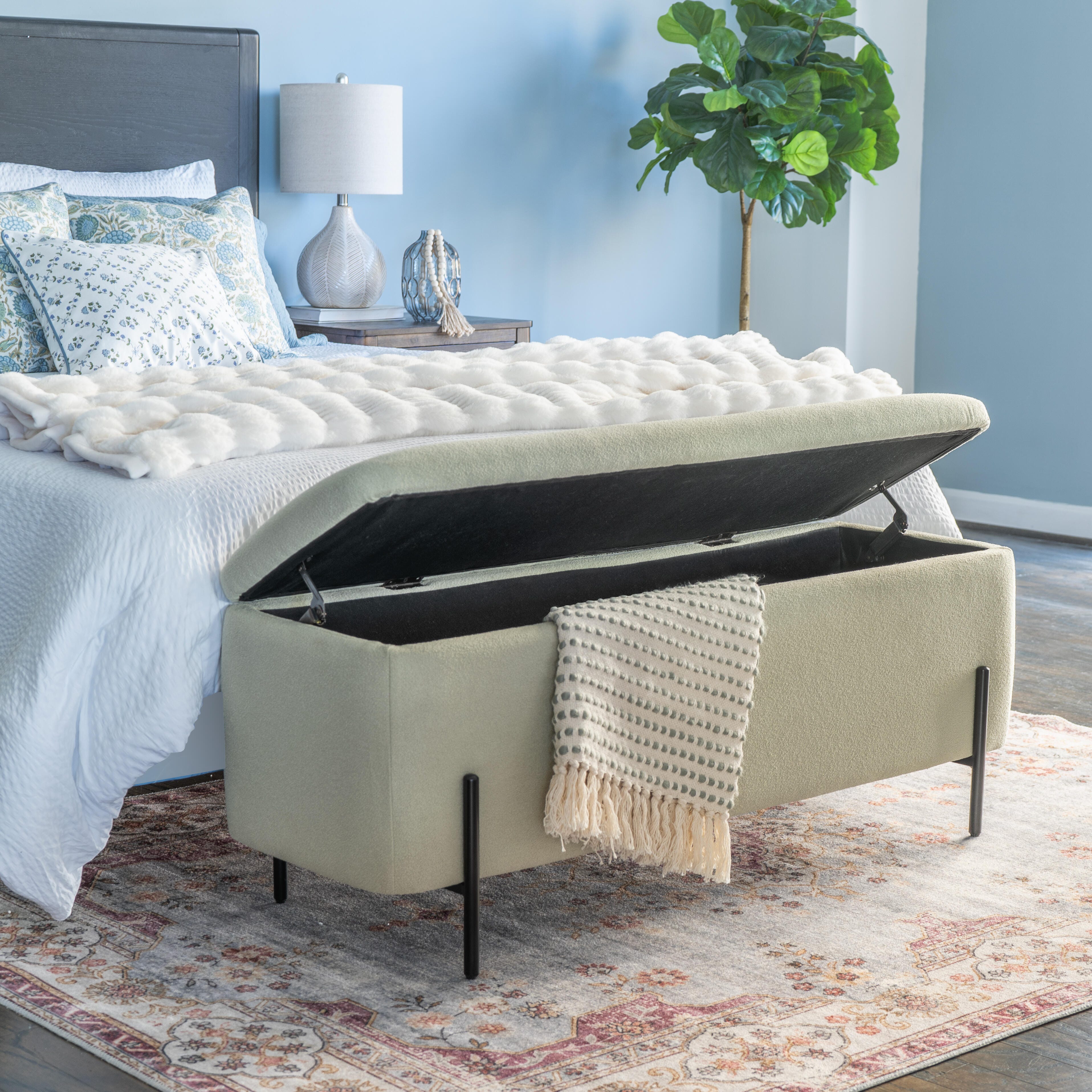 Linon Gia Storage Bench, Green, large