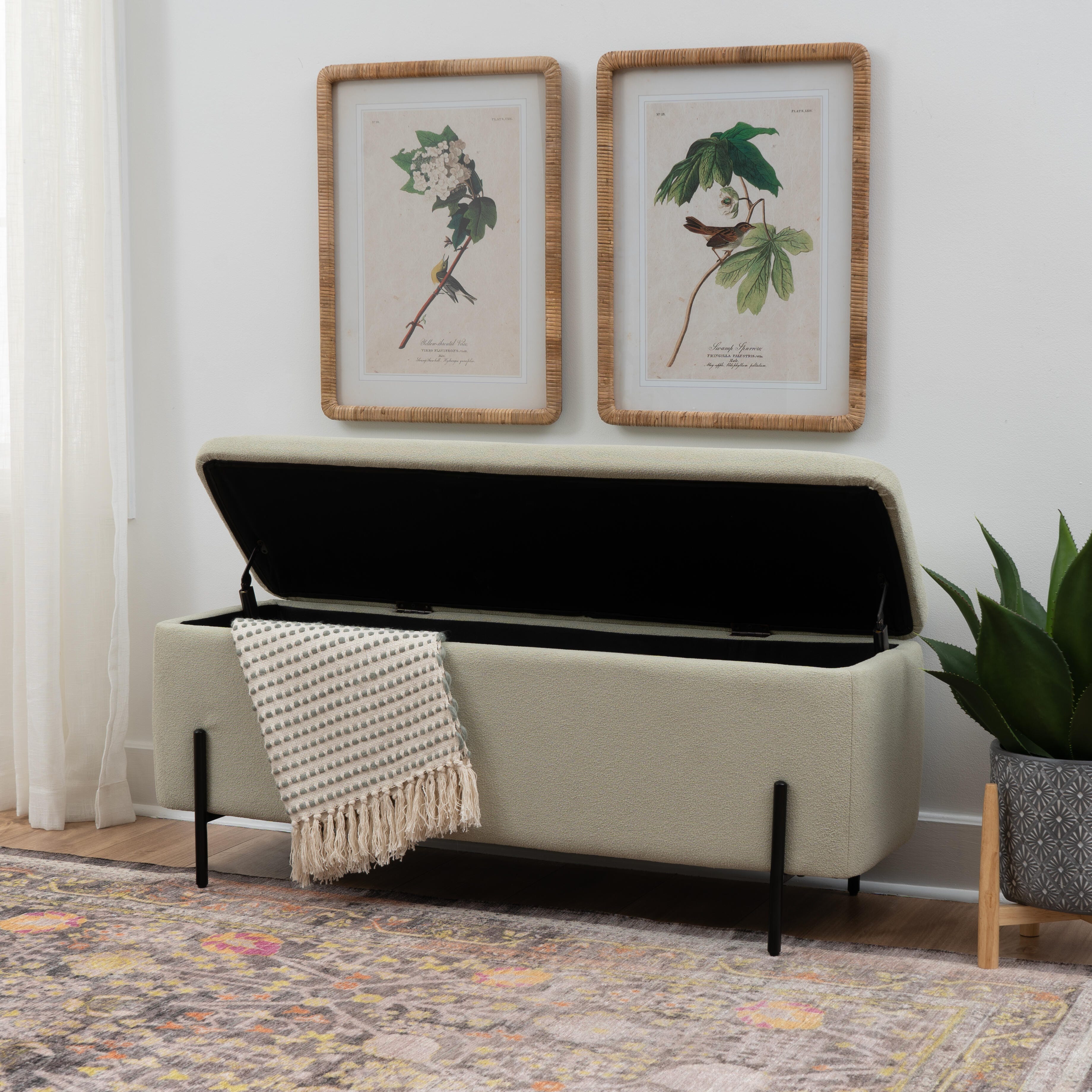 Linon Gia Storage Bench, Green, large