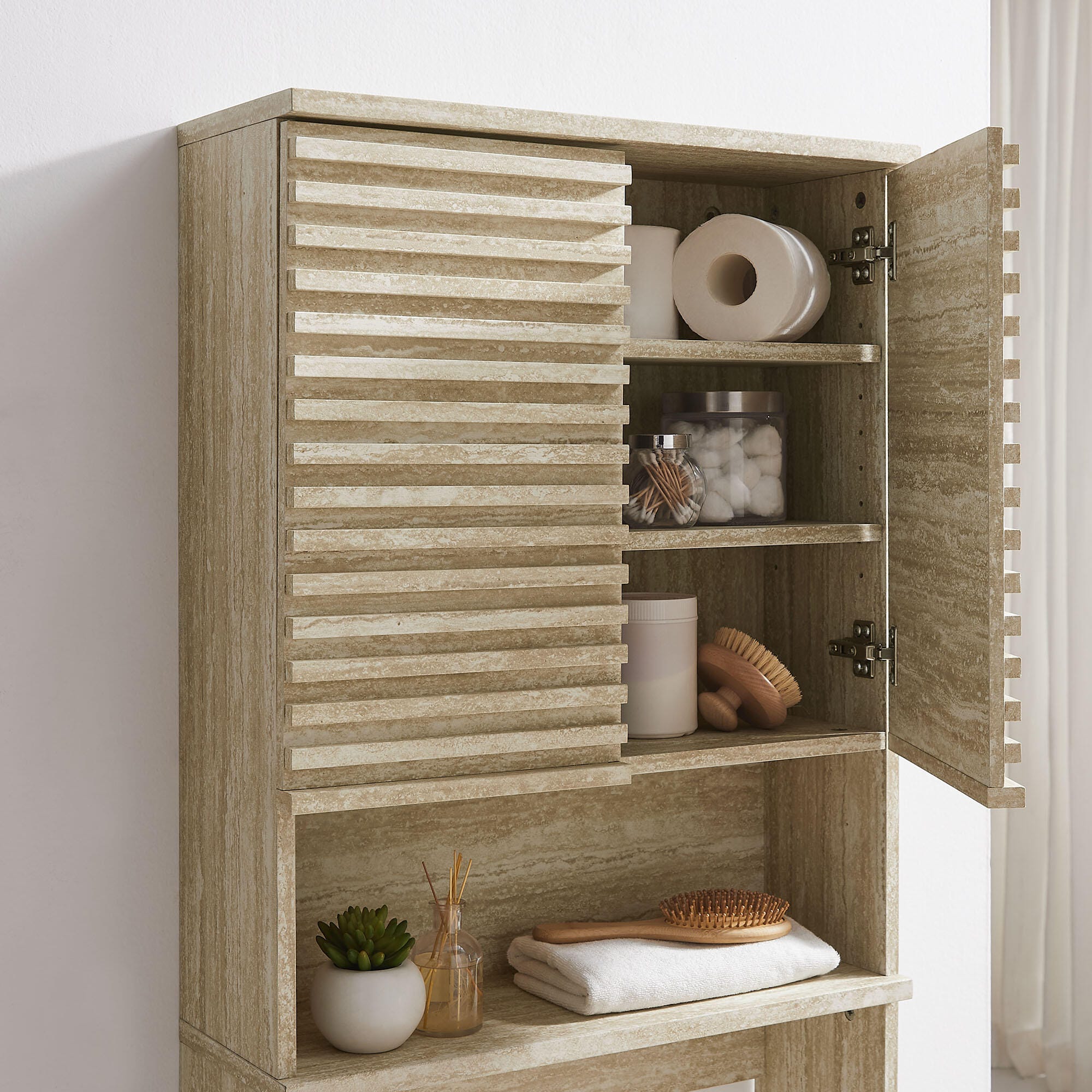 Modway Render Bathroom Storage Cabinet, Cream, large