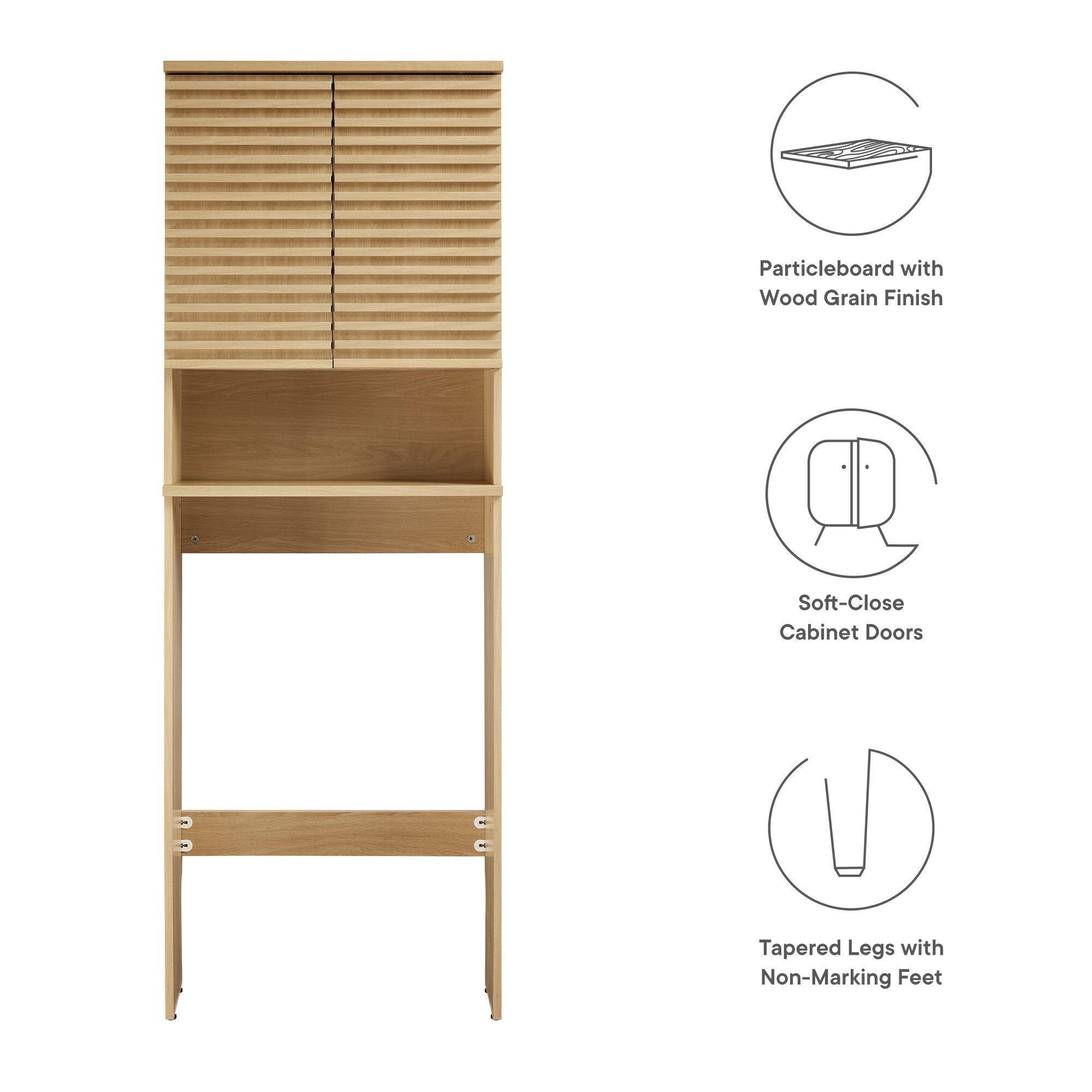 Modway Render Bathroom Storage Cabinet, Oak, large