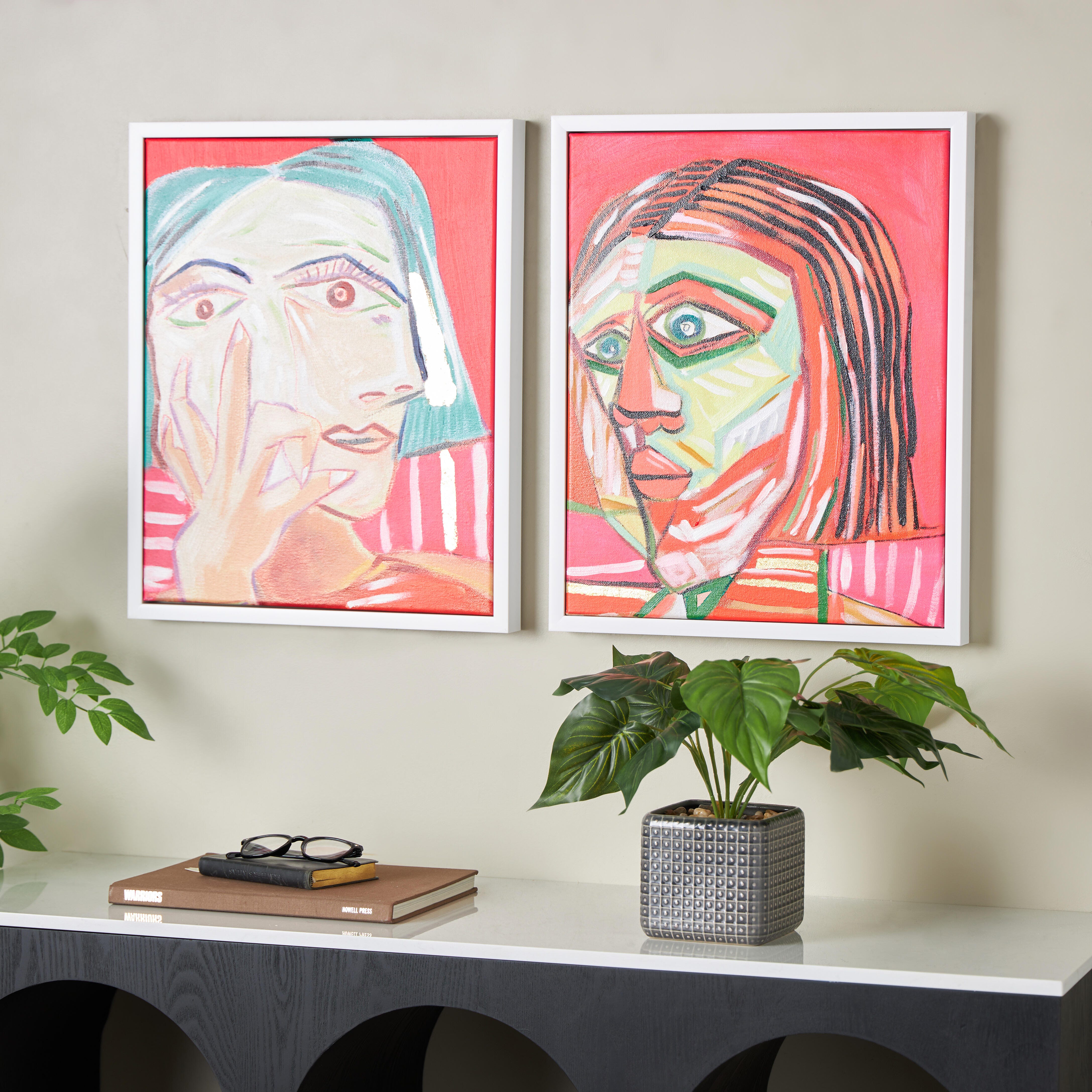 Bayberry Lane Face Wall Art 17" x 21" (Set of 2), , rollover