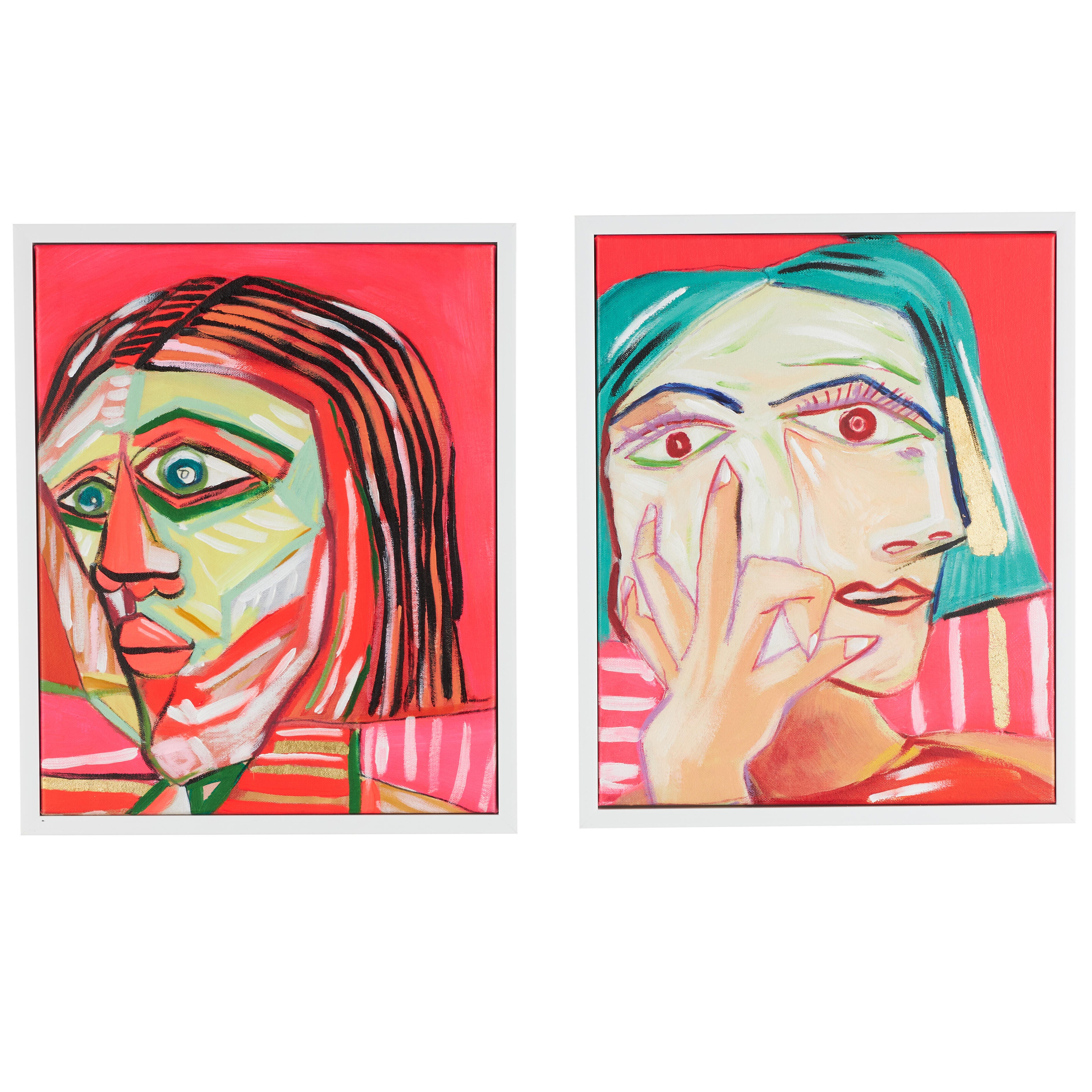 Bayberry Lane Face Wall Art 17" x 21" (Set of 2), , large