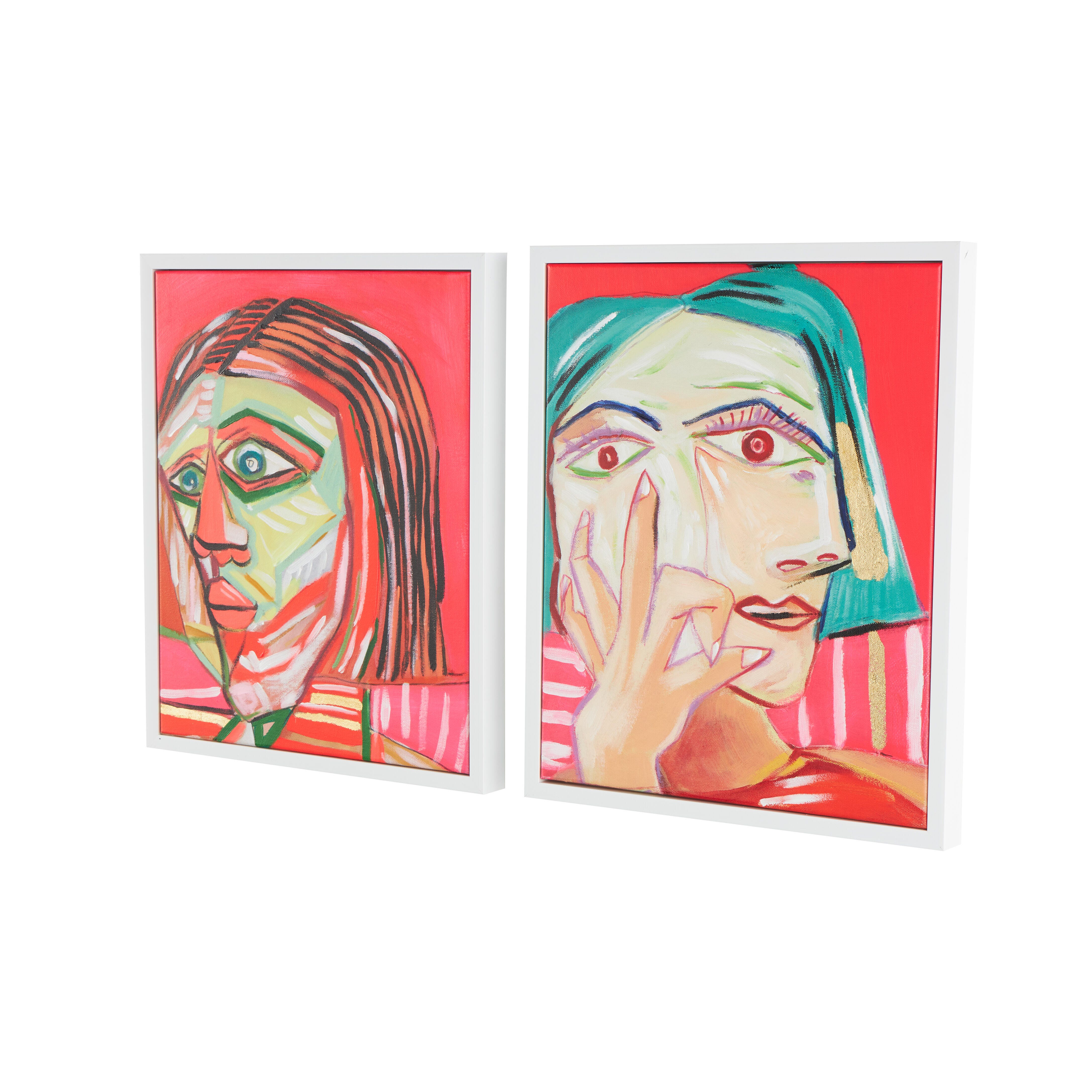 Bayberry Lane Face Wall Art 17" x 21" (Set of 2), , large