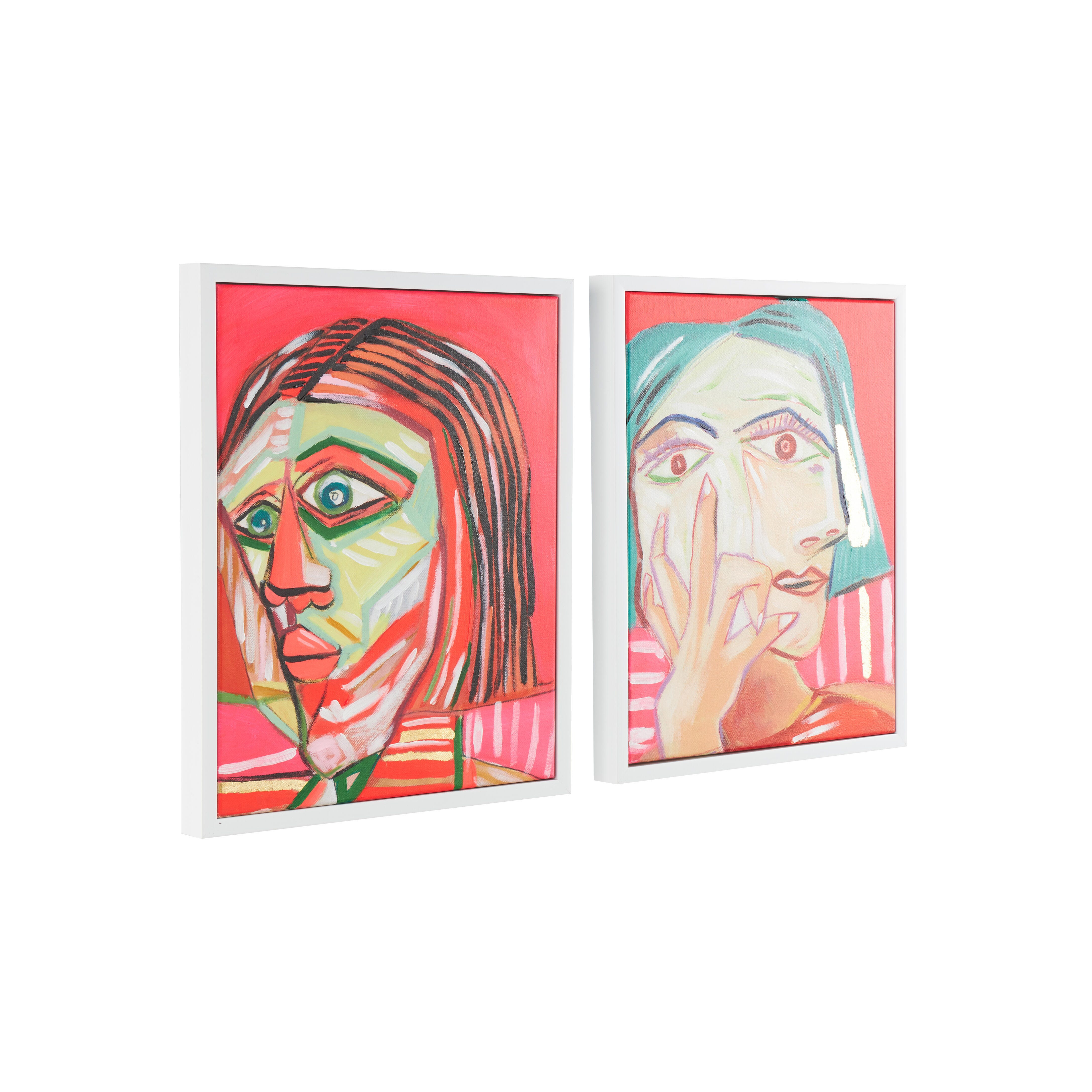 Bayberry Lane Face Wall Art 17" x 21" (Set of 2), , large