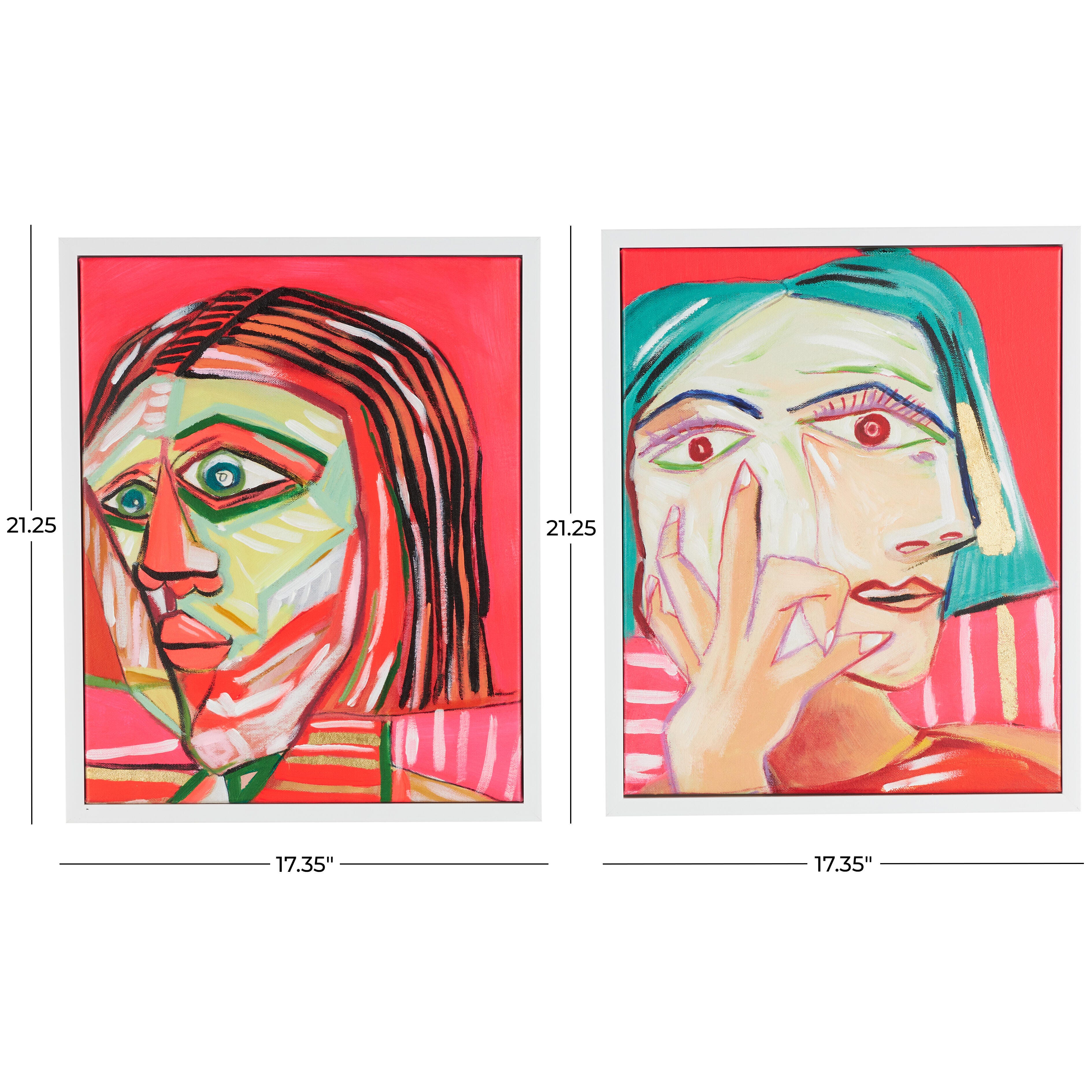 Bayberry Lane Face Wall Art 17" x 21" (Set of 2), , large