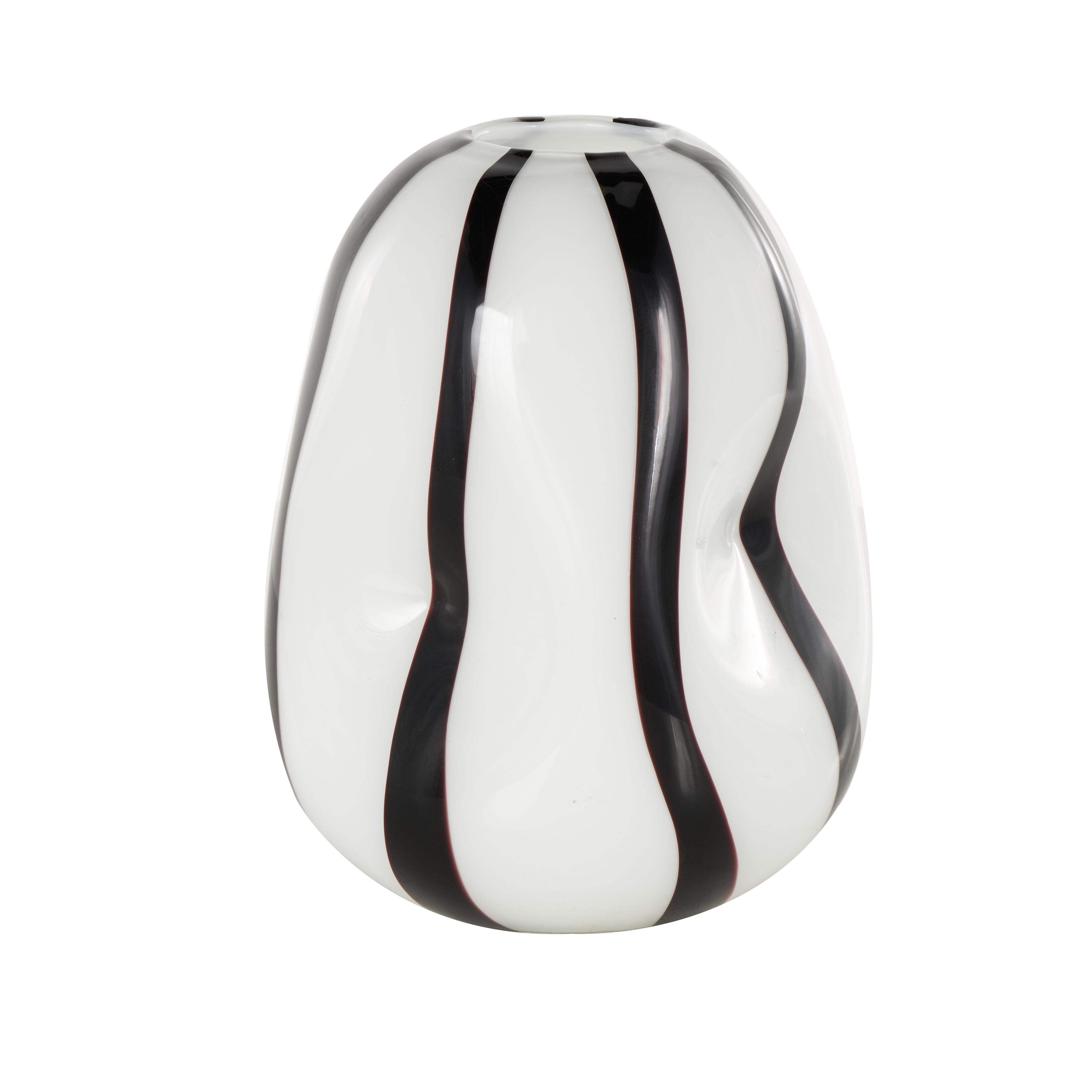 Bayberry Lane Concaved Vase with Black Stripes, , large