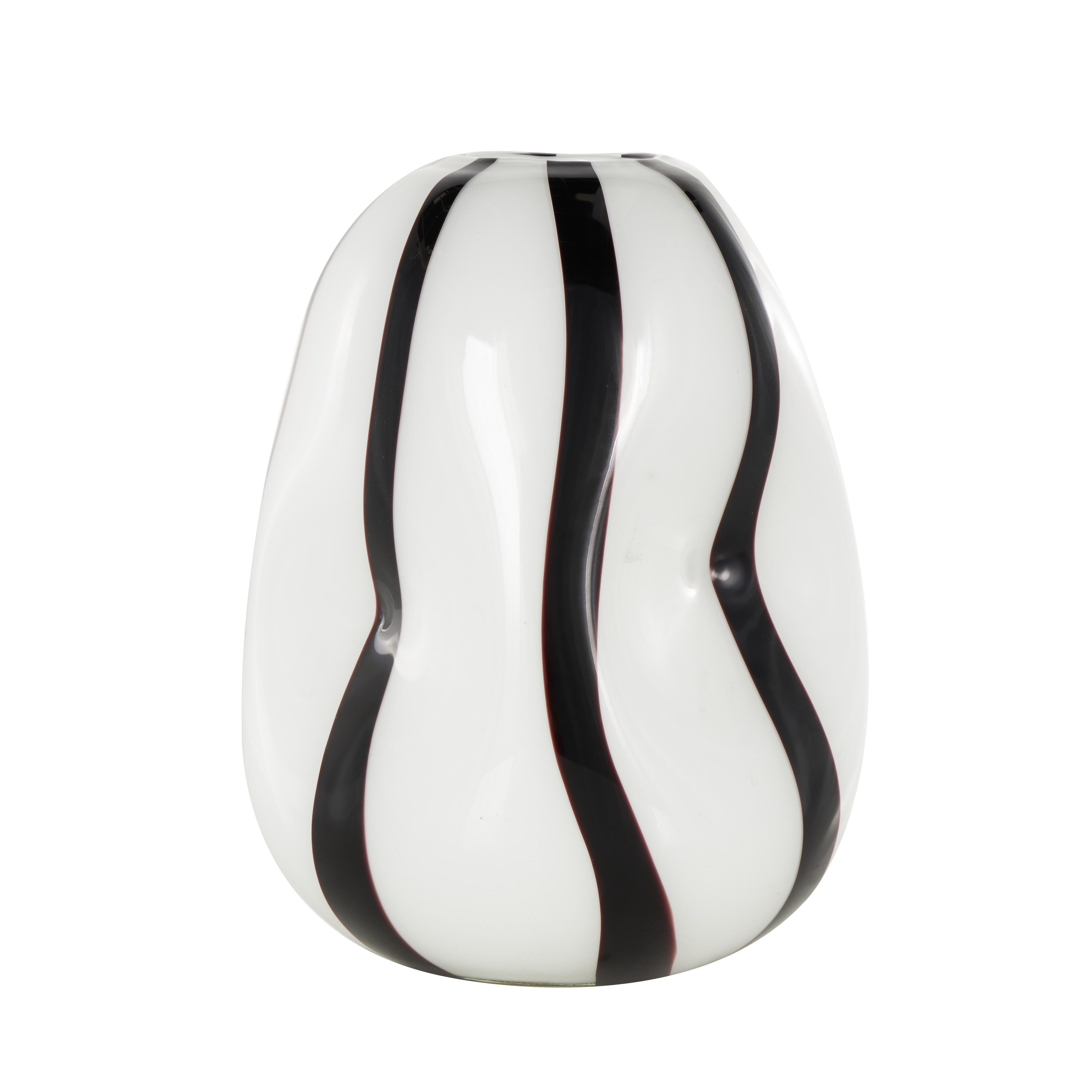 Bayberry Lane Concaved Vase with Black Stripes, , large