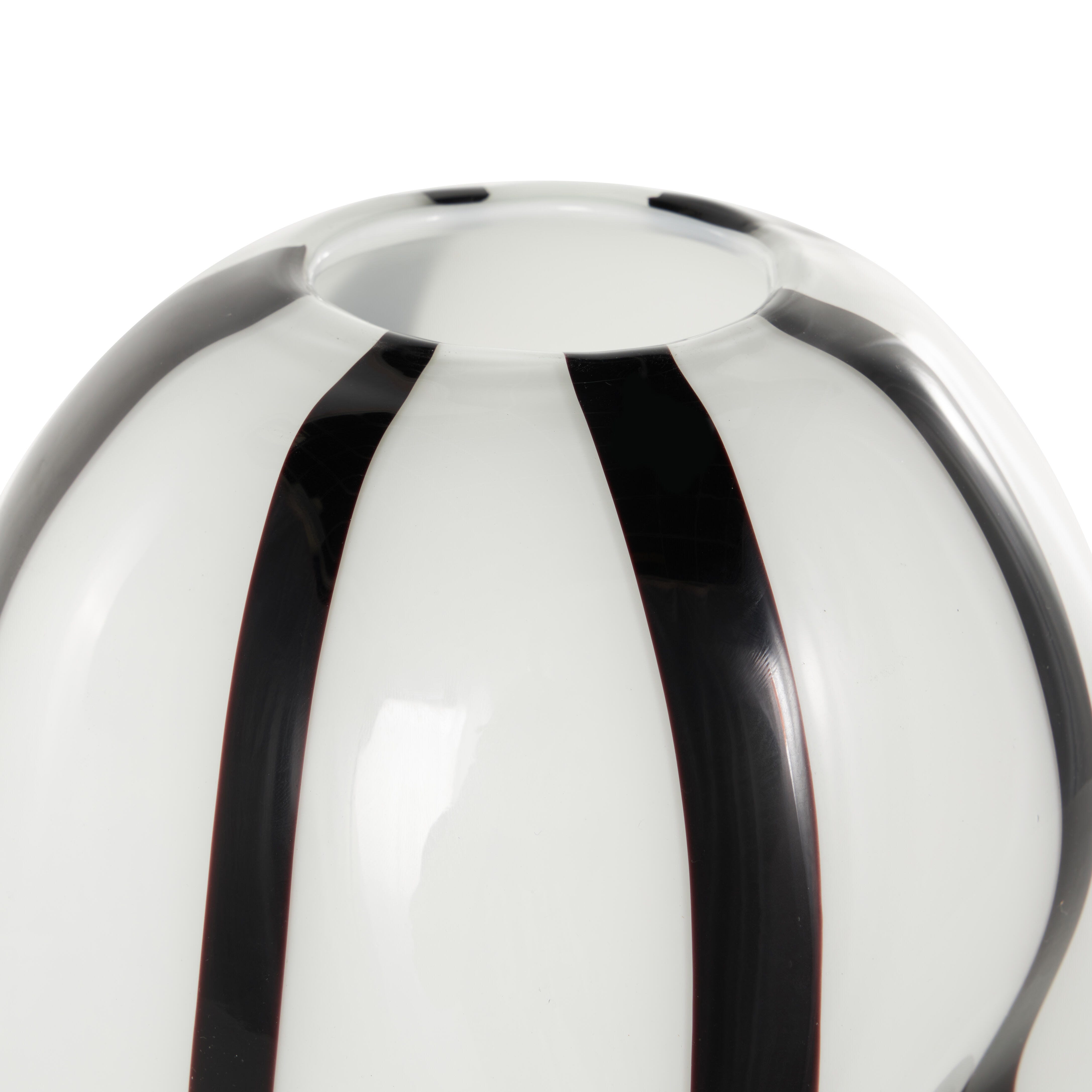 Bayberry Lane Concaved Vase with Black Stripes, , large