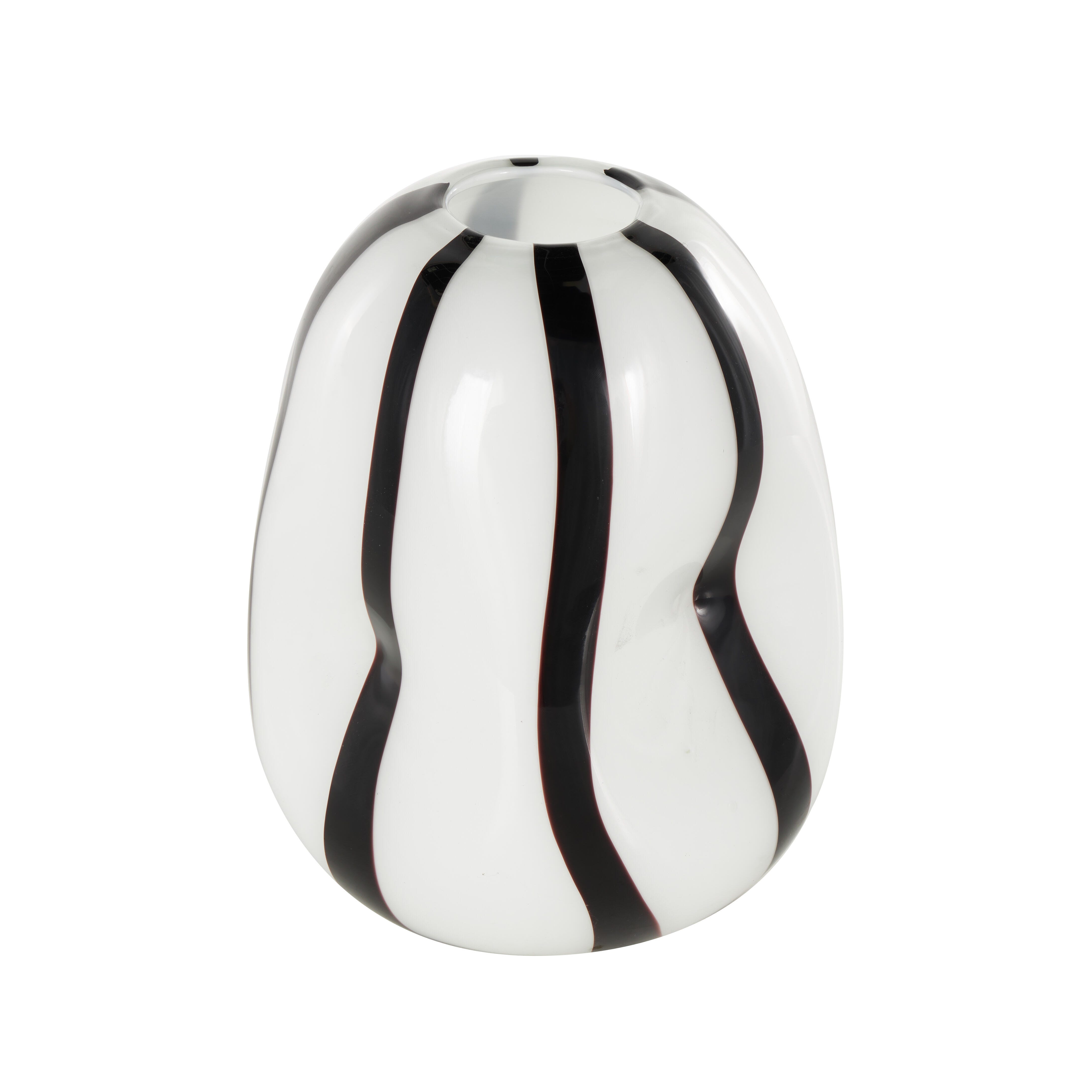 Bayberry Lane Concaved Vase with Black Stripes, , large