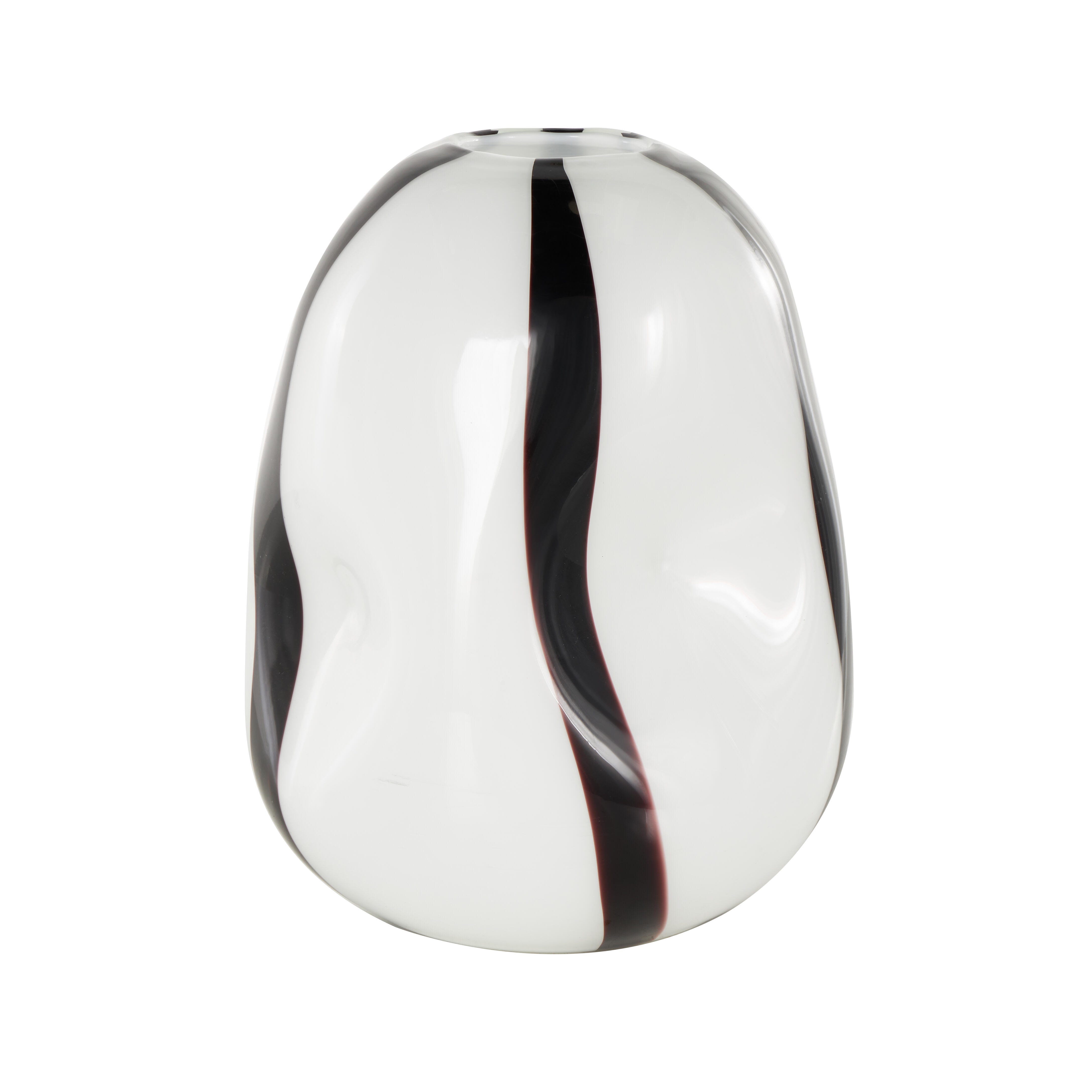 Bayberry Lane Concaved Vase with Black Stripes, , large