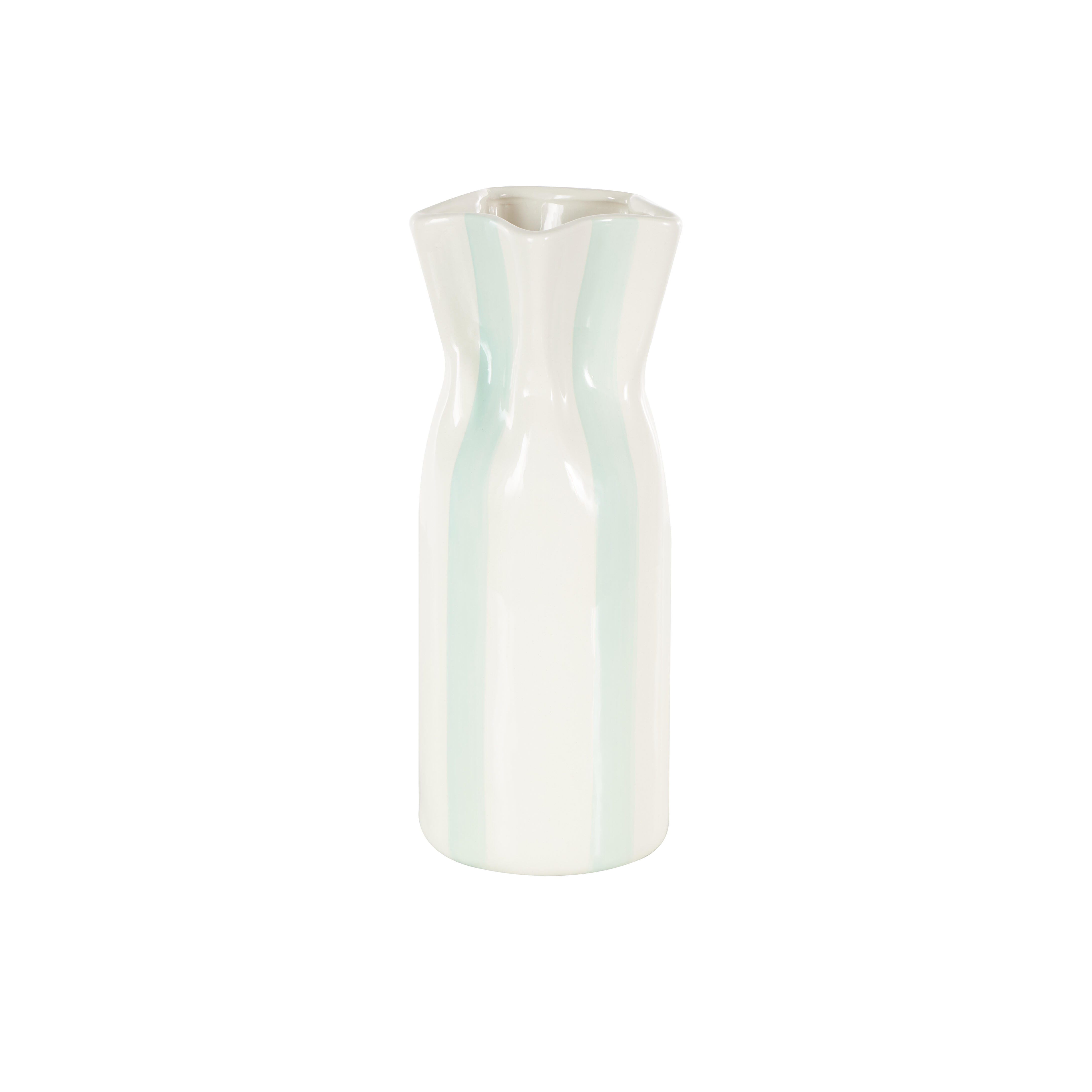 Bayberry Lane Decorative Vase with Teal Stripes