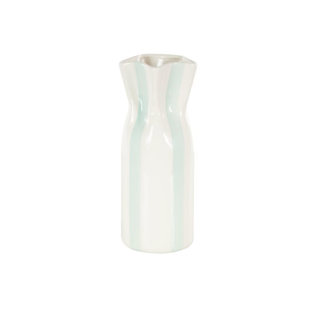 Bayberry Lane Decorative Vase with Teal Stripes