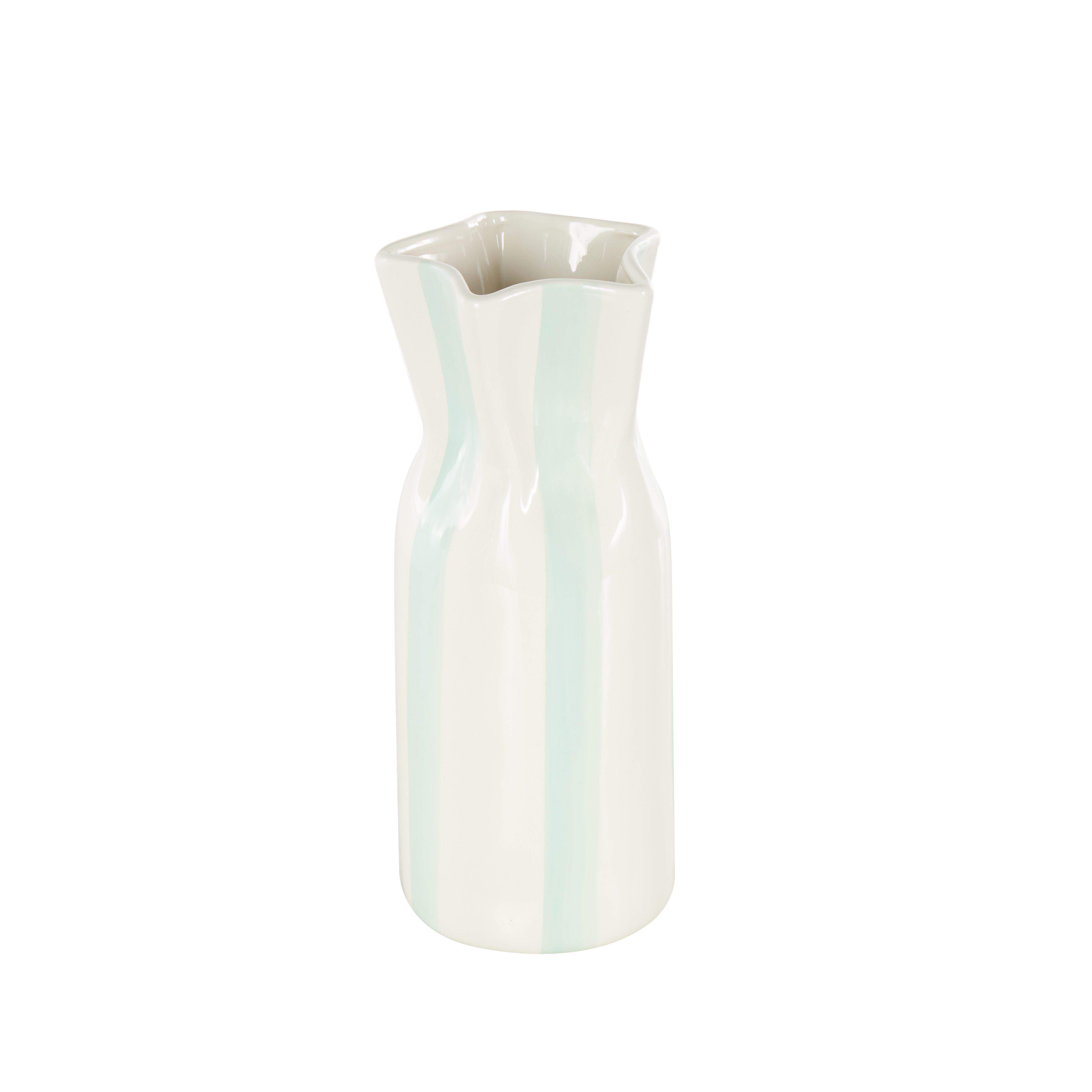 Bayberry Lane Decorative Vase with Teal Stripes, , large