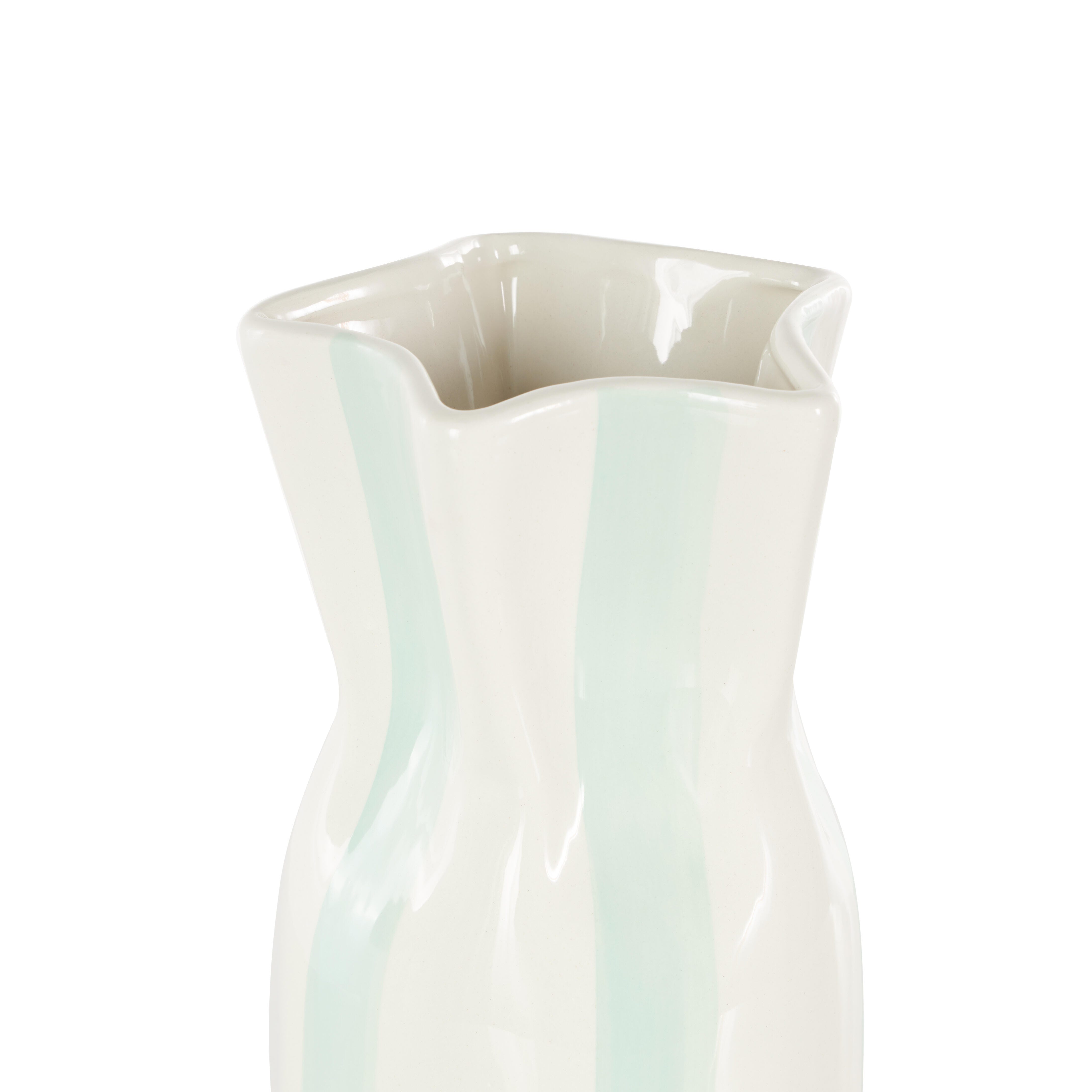 Bayberry Lane Decorative Vase with Teal Stripes, , large