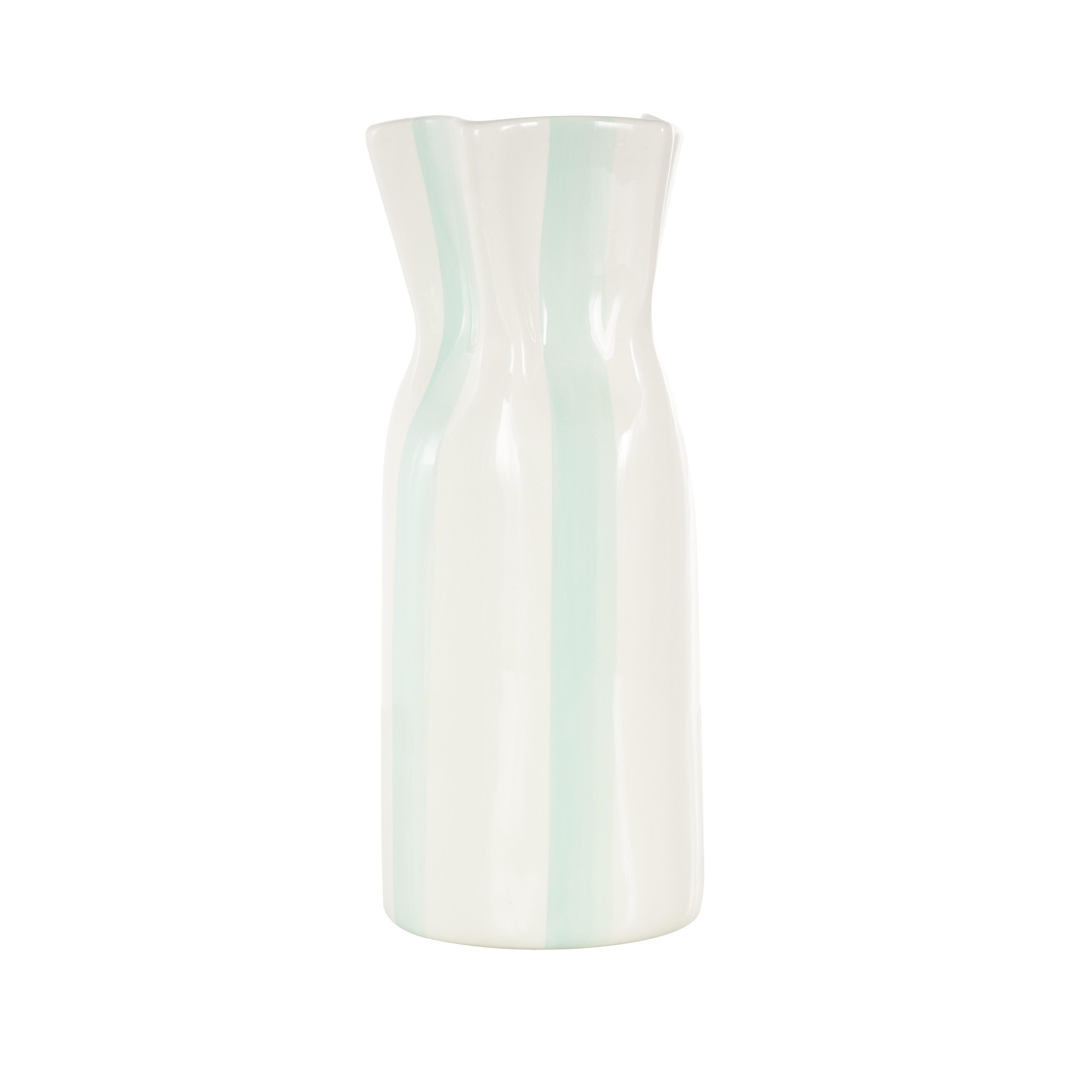 Bayberry Lane Decorative Vase with Teal Stripes, , large