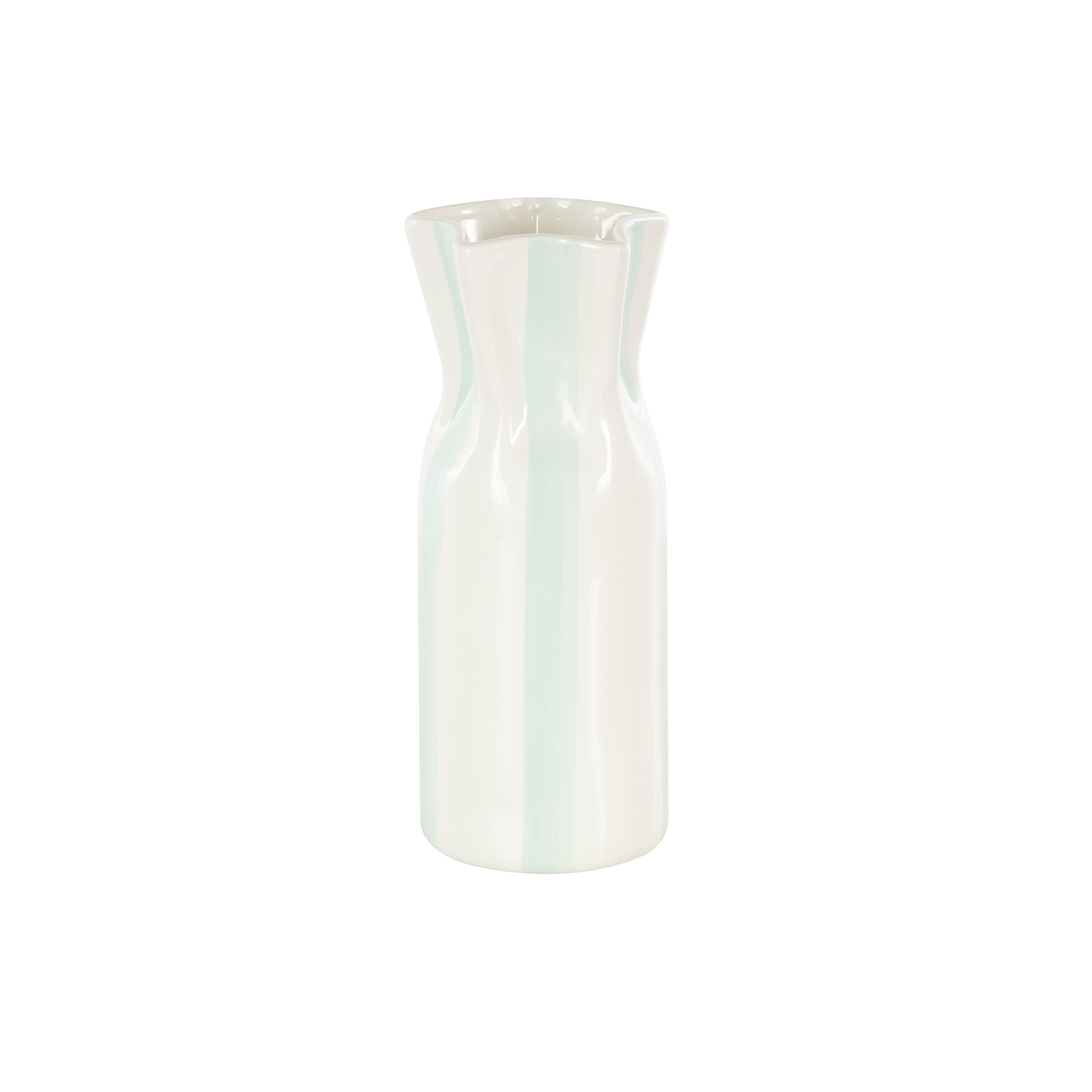 Bayberry Lane Decorative Vase with Teal Stripes, , large